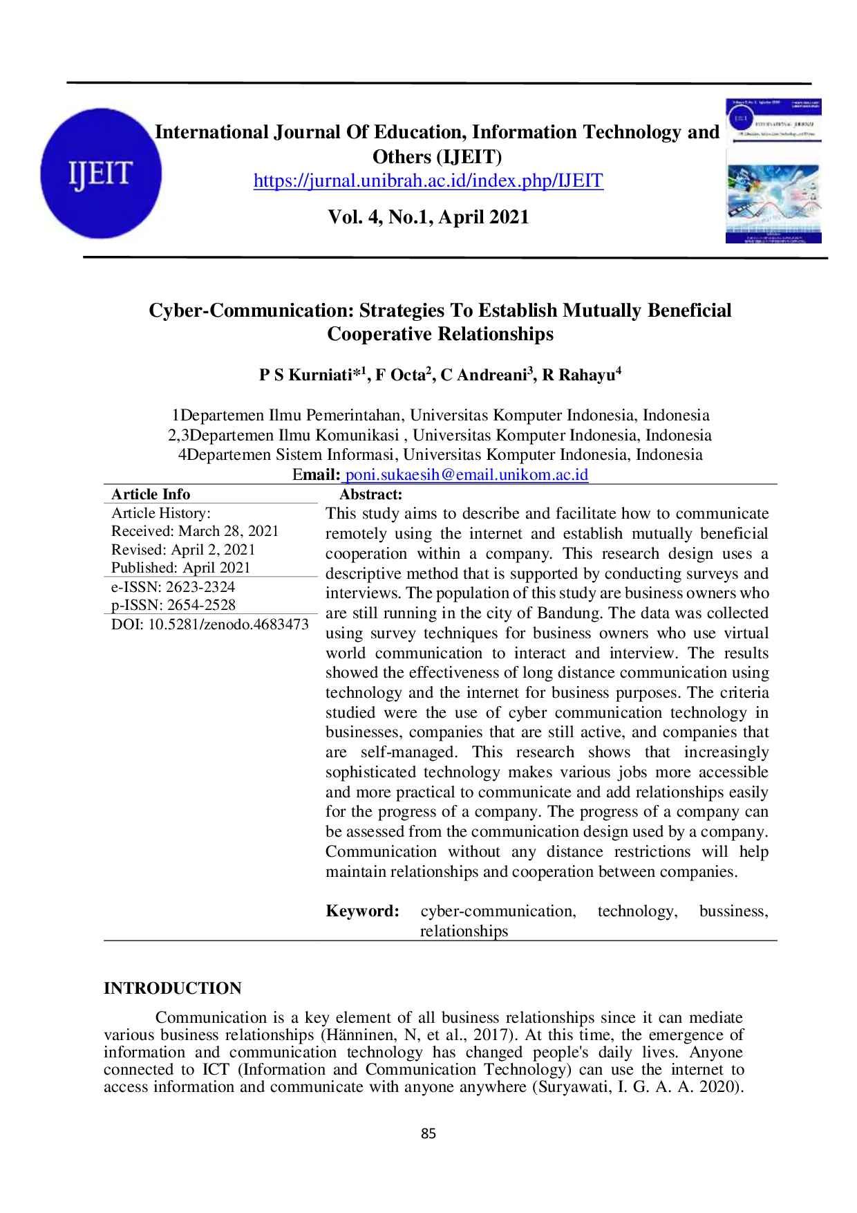 JURIS Cyber Communication Strategies to Establish Mutually Beneficial Cooperative Relationships