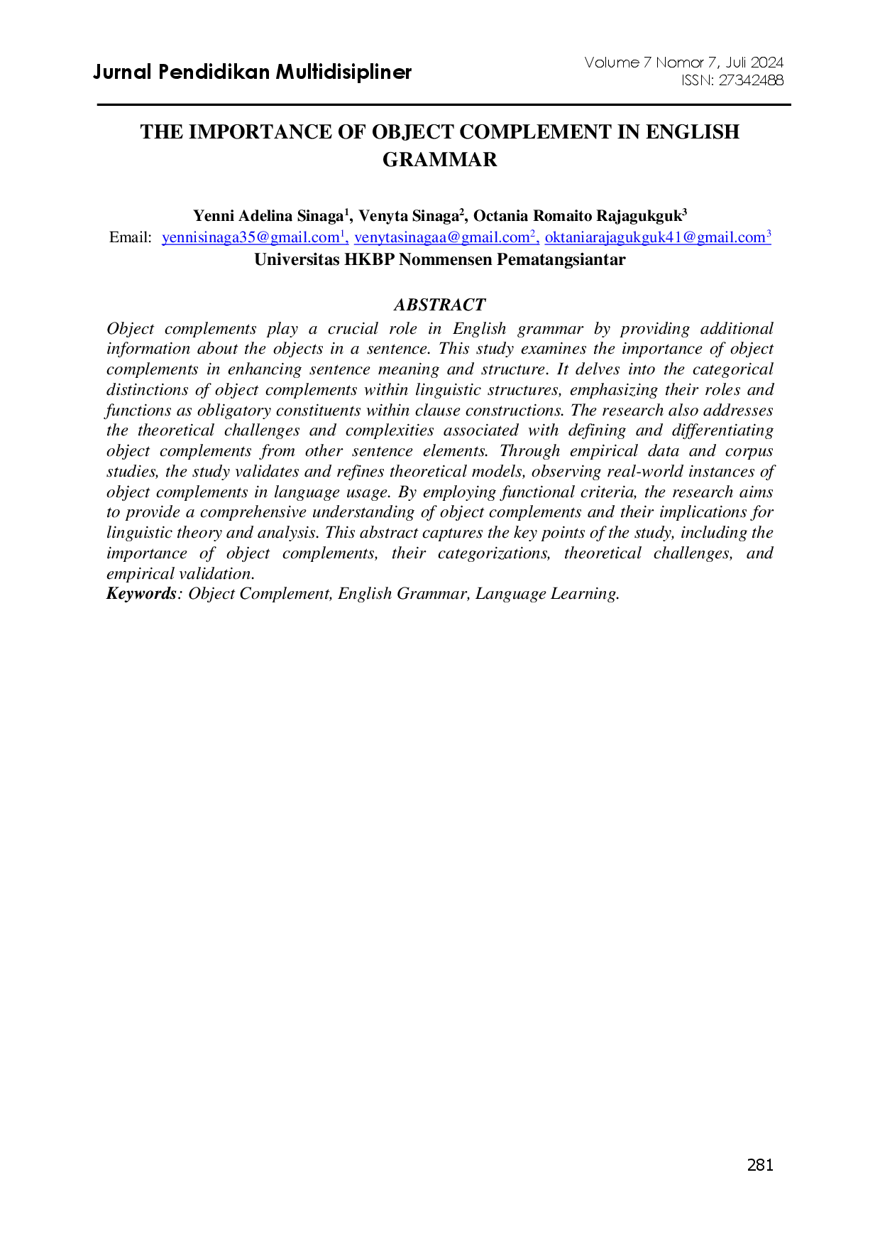 juris The Importance Of Object Complement In English Grammar