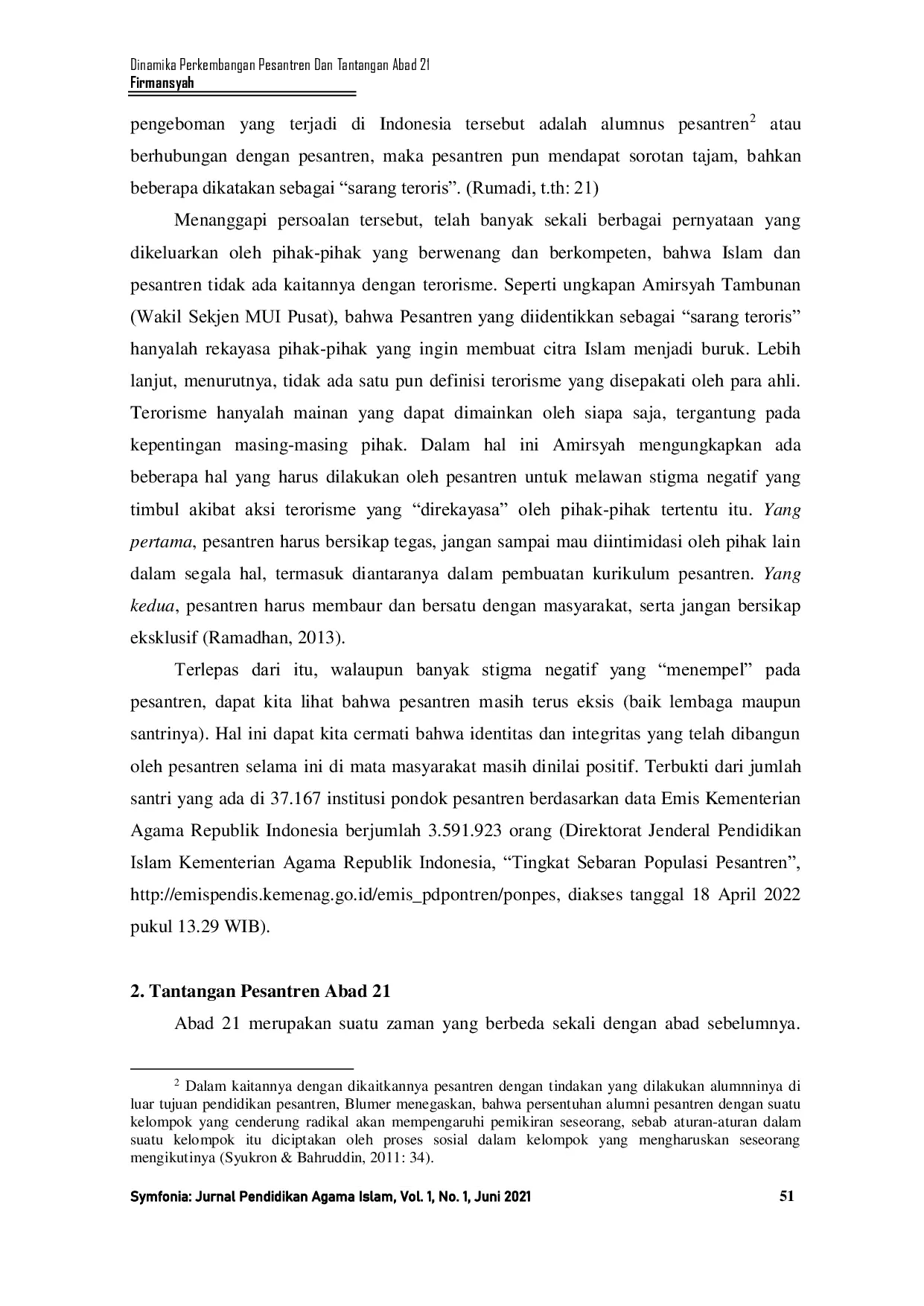 JURIS Dinamika Perkembangan Pesantren Dan Tantangan Abad 21