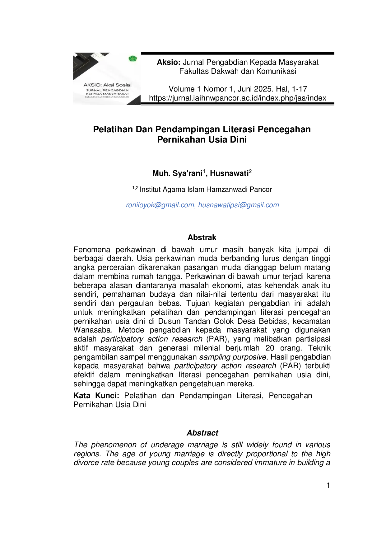 JURIS Pelatihan dan Pendampingan Literasi Pencegahan Pernikahan Usia Dini