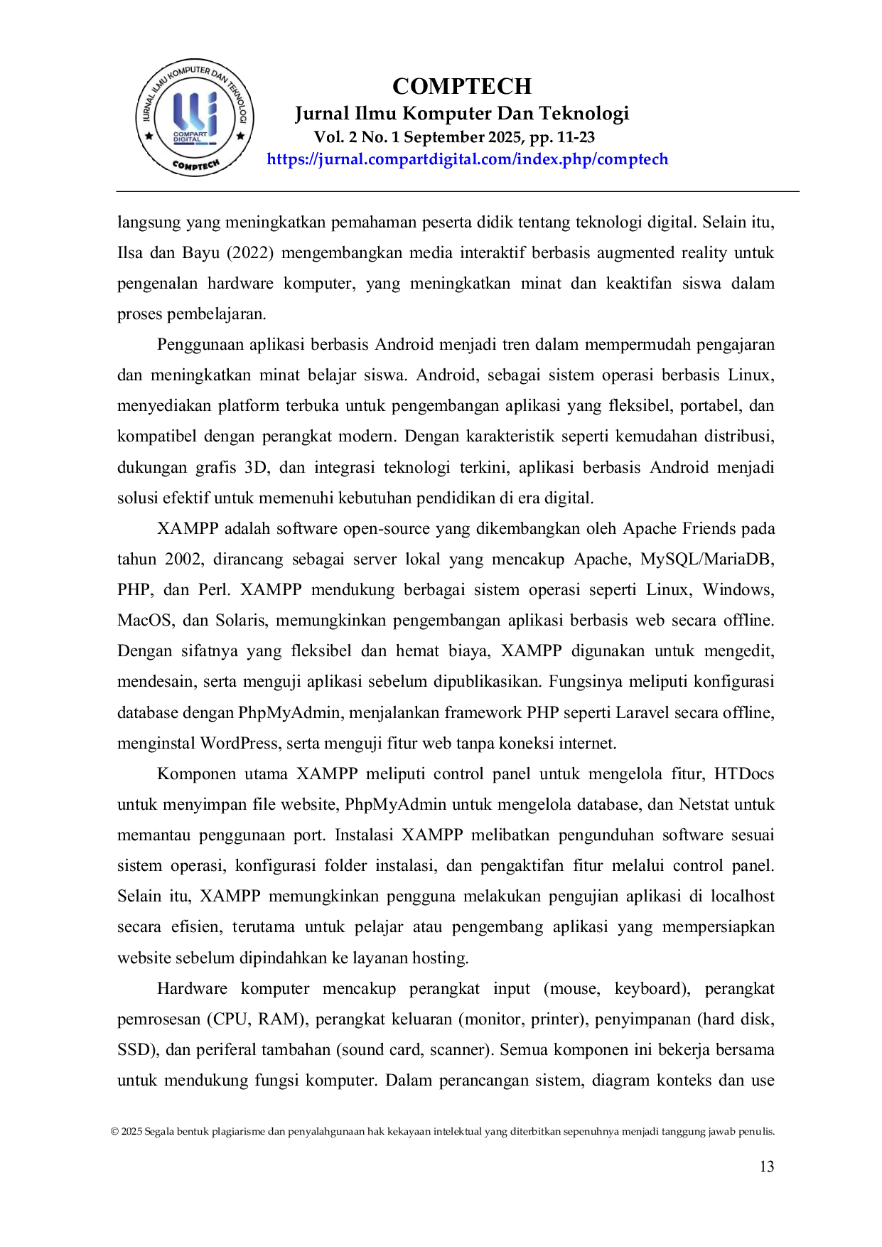 JURIS Perancangan Aplikasi Pengenalan Hardware Komputer Berbasis Android di SMP Kesatria Medan