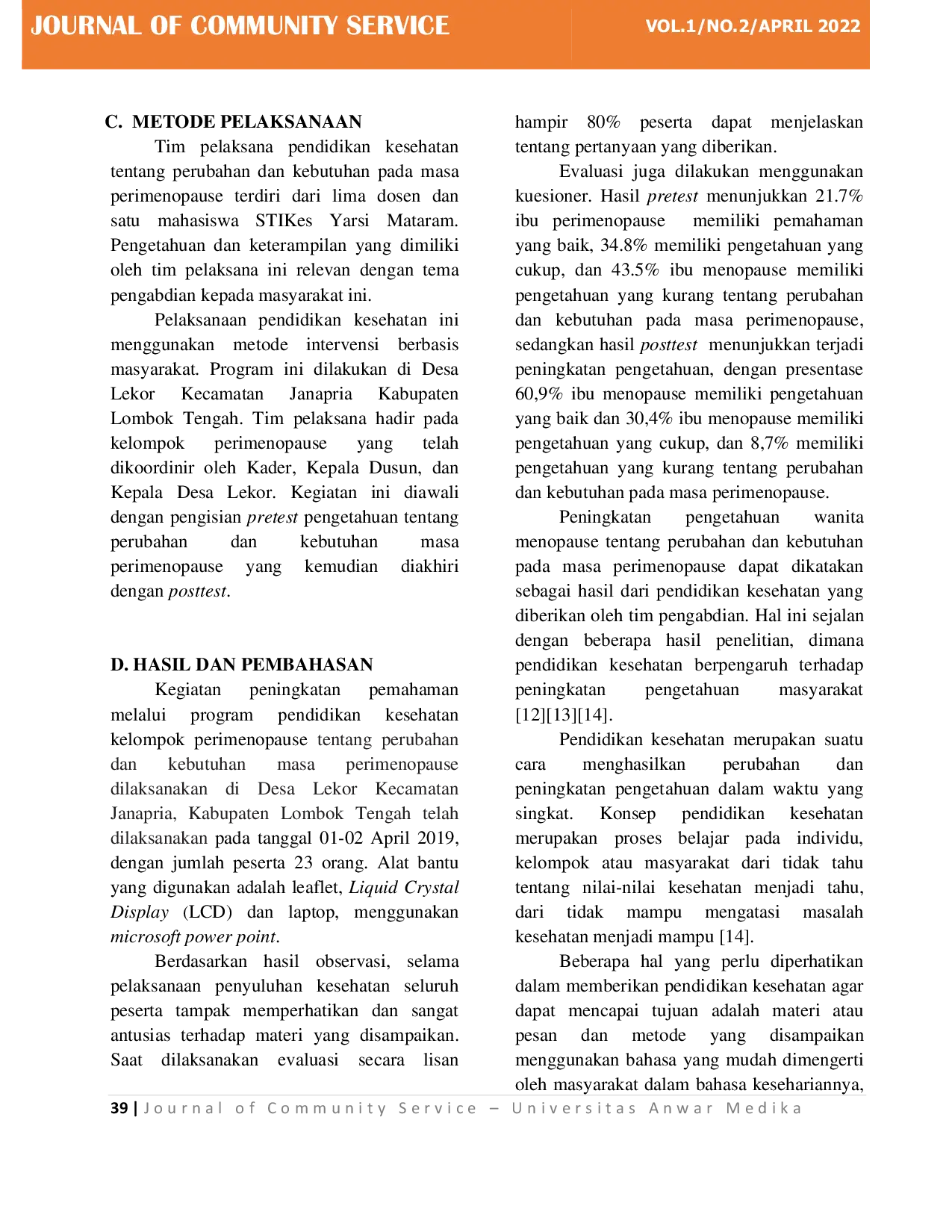 JURIS Pendidikan Kesehatan Tentang Perubahan Dan Kebutuhan Masa Perimenopause