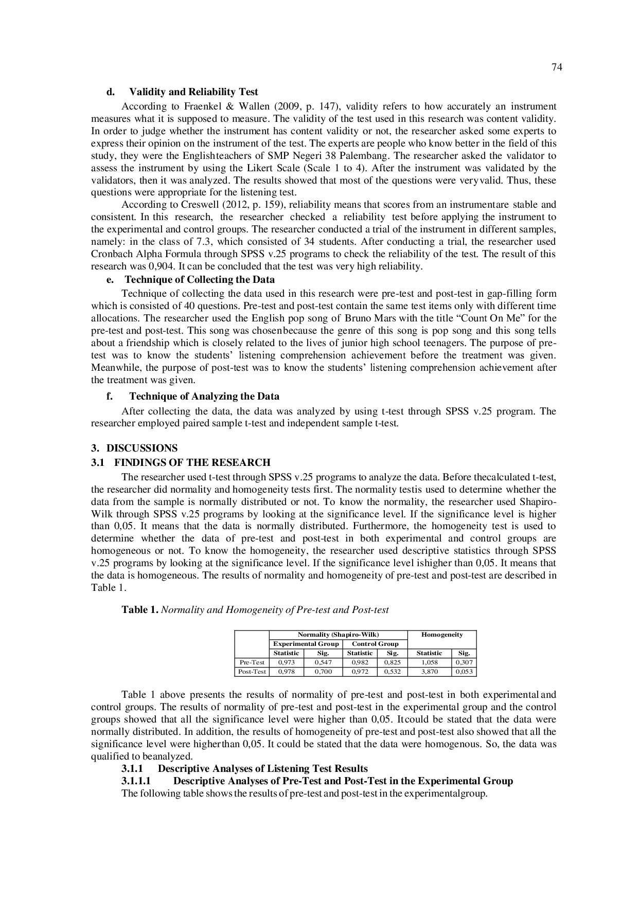 JURIS Efektivitas penggunaan Lagu Pop Bahasa Inggris Terhadap Kemampuan Menyimak Siswa pada Kelas Tujuh SMP Negeri 38 Palembang