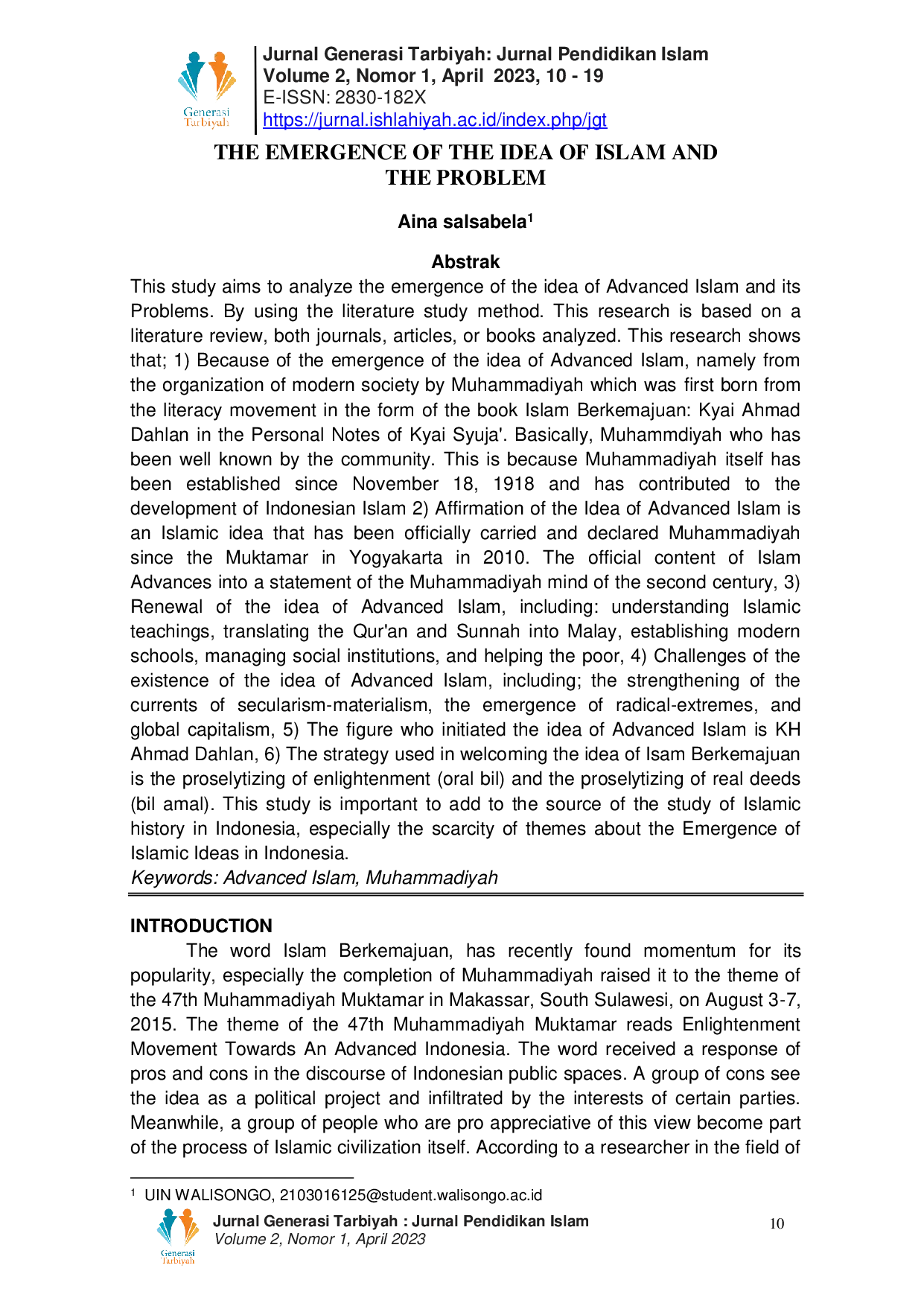 JURIS The Emergence of the Idea of Islam and the Problem