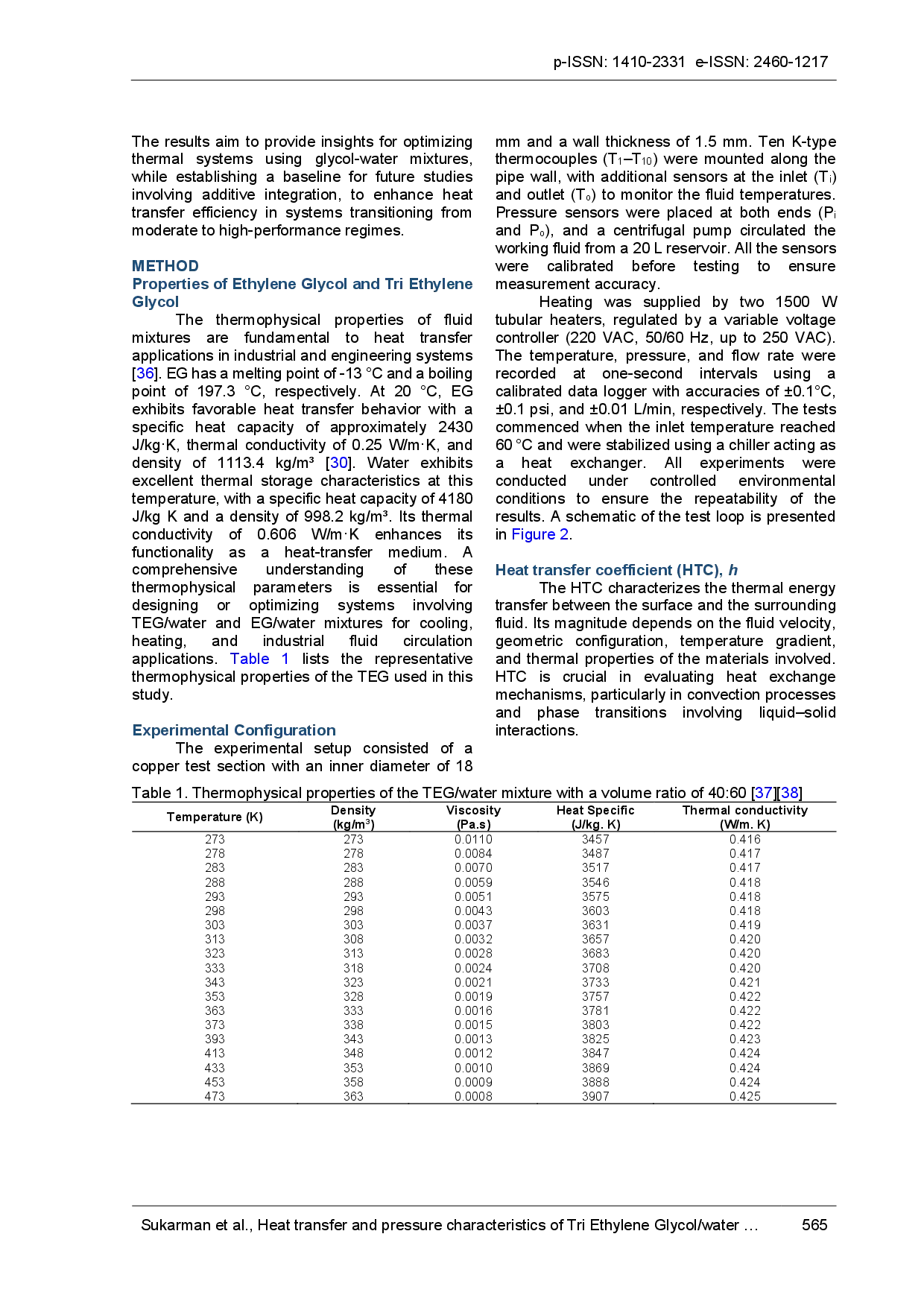 juris Heat transfer and pressure characteristics of Tri Ethylene Glycol water and Ethylene Glycol water mixtures in copper pipe heated flow systems