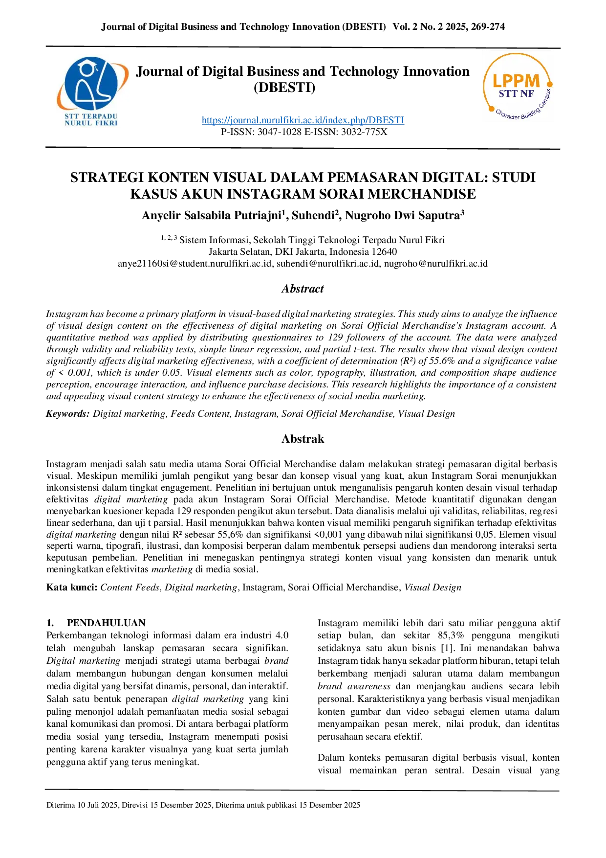 JURIS Strategi Konten Visual dalam Pemasaran Digital Studi Kasus Akun Instagram Sorai Merchandise