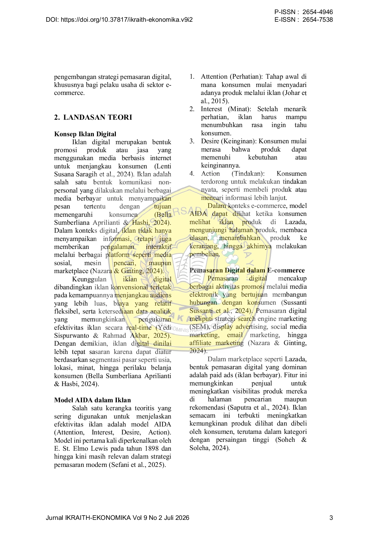 JURIS Pengaruh Iklan Digital terhadap Peningkatan Penjualan Toko Mahkota Sawit di Lazada