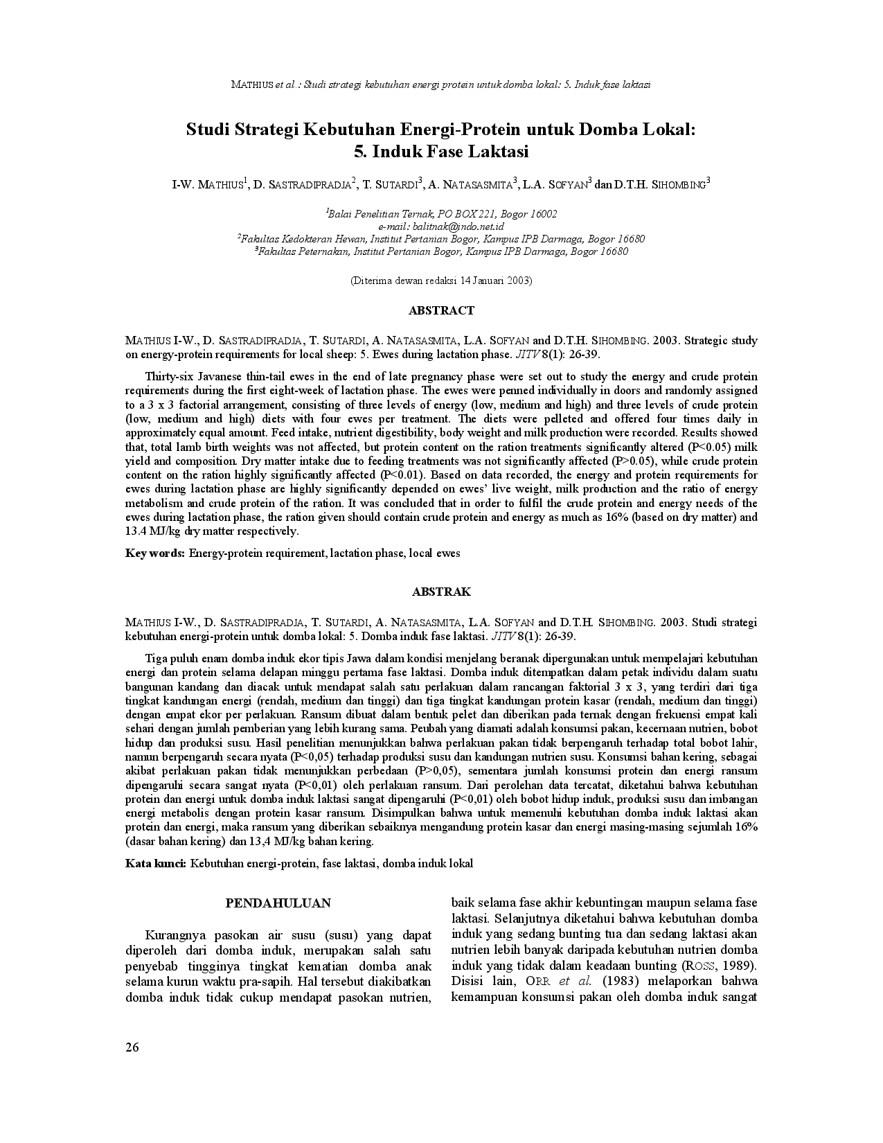 juris Strategic study on energy protein requirements for local sheep 5 Ewes during lactation phase