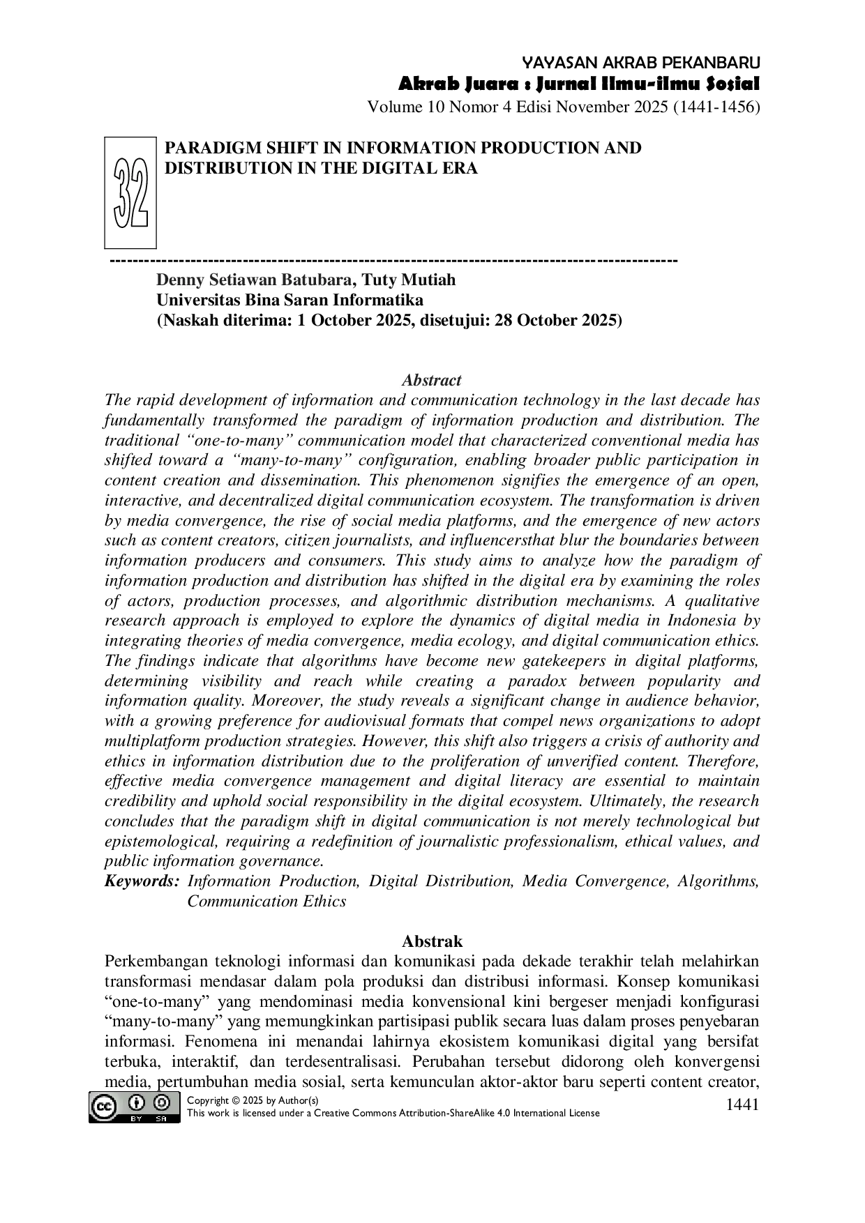 JURIS Paradigm Shift in Information Production and Distribution in the Digital Era