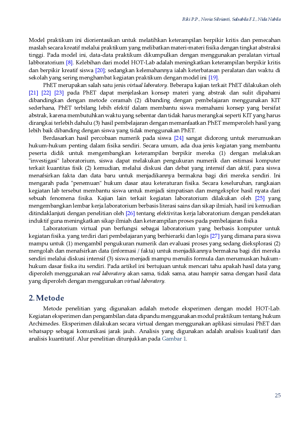 juris Uji Perbandingan antara Virtual Lab dengan Real Lab pada Hukum Archimedes dengan penggunaan HOT LAB