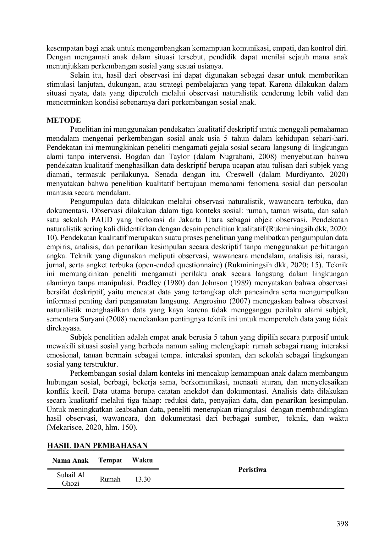 JURIS Asesmen Perkembangan Sosial Anak Usia 5 Tahun melalui Observasi Naturalistik Assessment of Social Development of 5 Year Old Children Through Naturalistic Observation