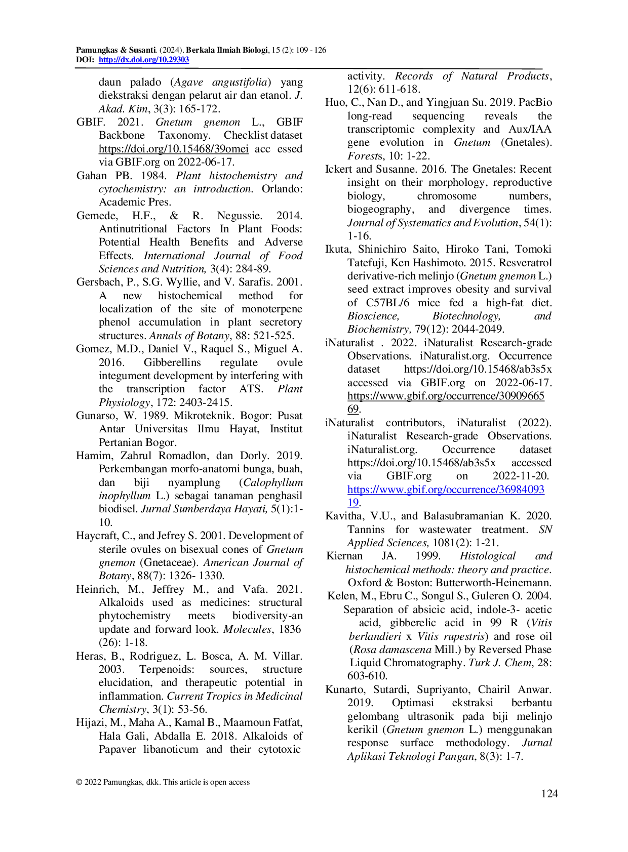 JURIS Anatomical Development and Histochemical Study of Steril Ovule Melinjo Gnetum gnemon L