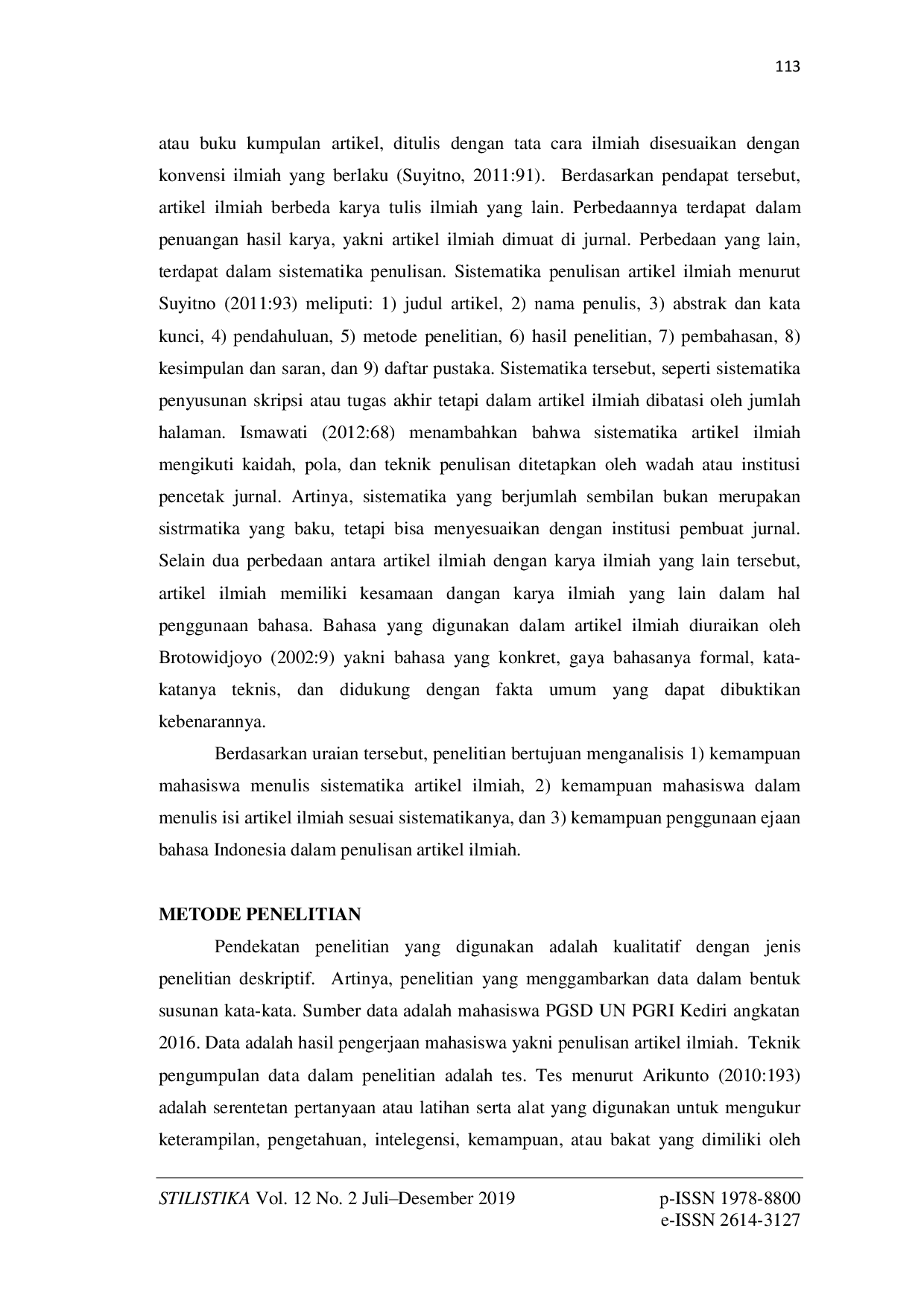 JURIS Analisis Kemampuan Menulis Karya Ilmiah Dalam Mata Kuliah Bahasa Indonesia Studi Pada Mahasiswa PGSD Angkatan 2016