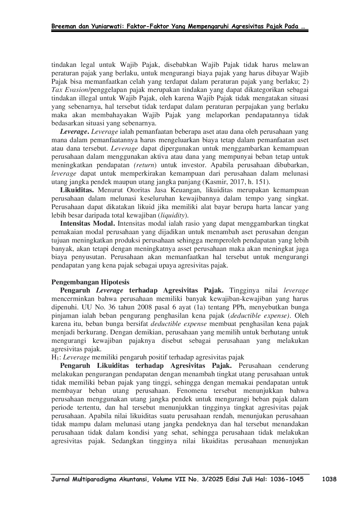 JURIS Faktor Faktor Yang Mempengaruhi Agresivitas Pajak Pada Perusahaan Sektor Industrial