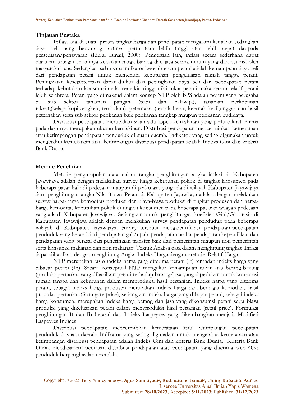 JURIS Strategi Kebijakan Peningkatan Pembangunan Studi Empiris Indikator Ekonomi Daerah Kabupaten Jayawijaya Papua Indonesia