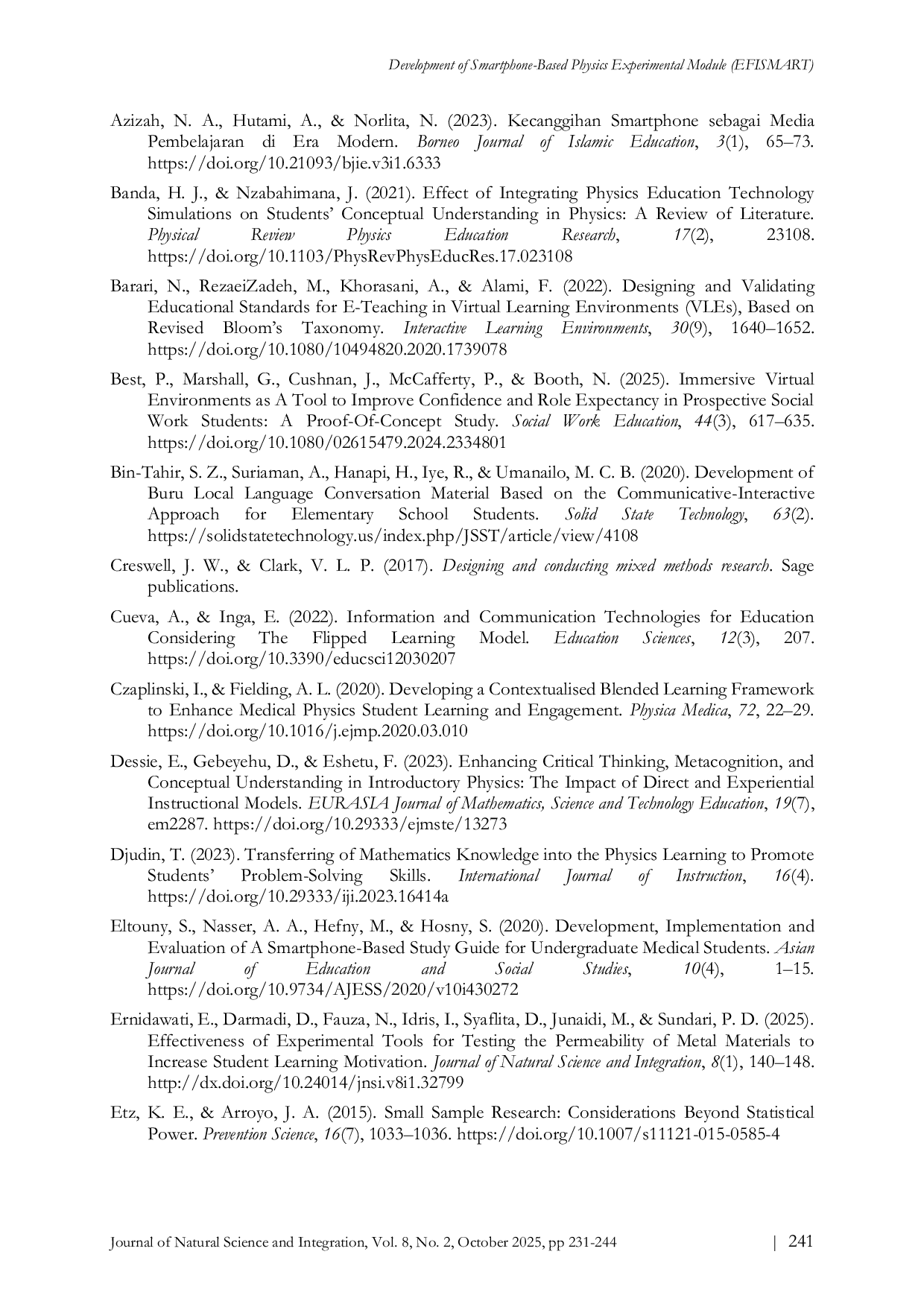 JURIS Development of Smartphone Based Physics Experimental Module EFISMART