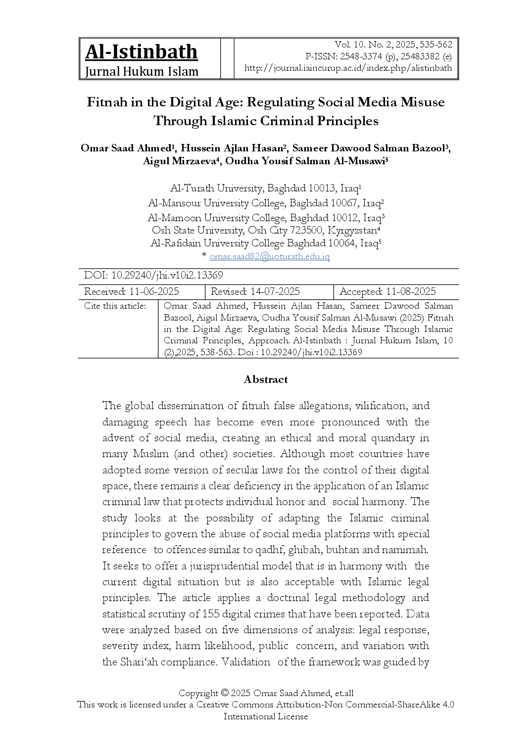 juris Fitnah in the Digital Age Regulating Social Media Misuse Through Islamic Criminal Principles