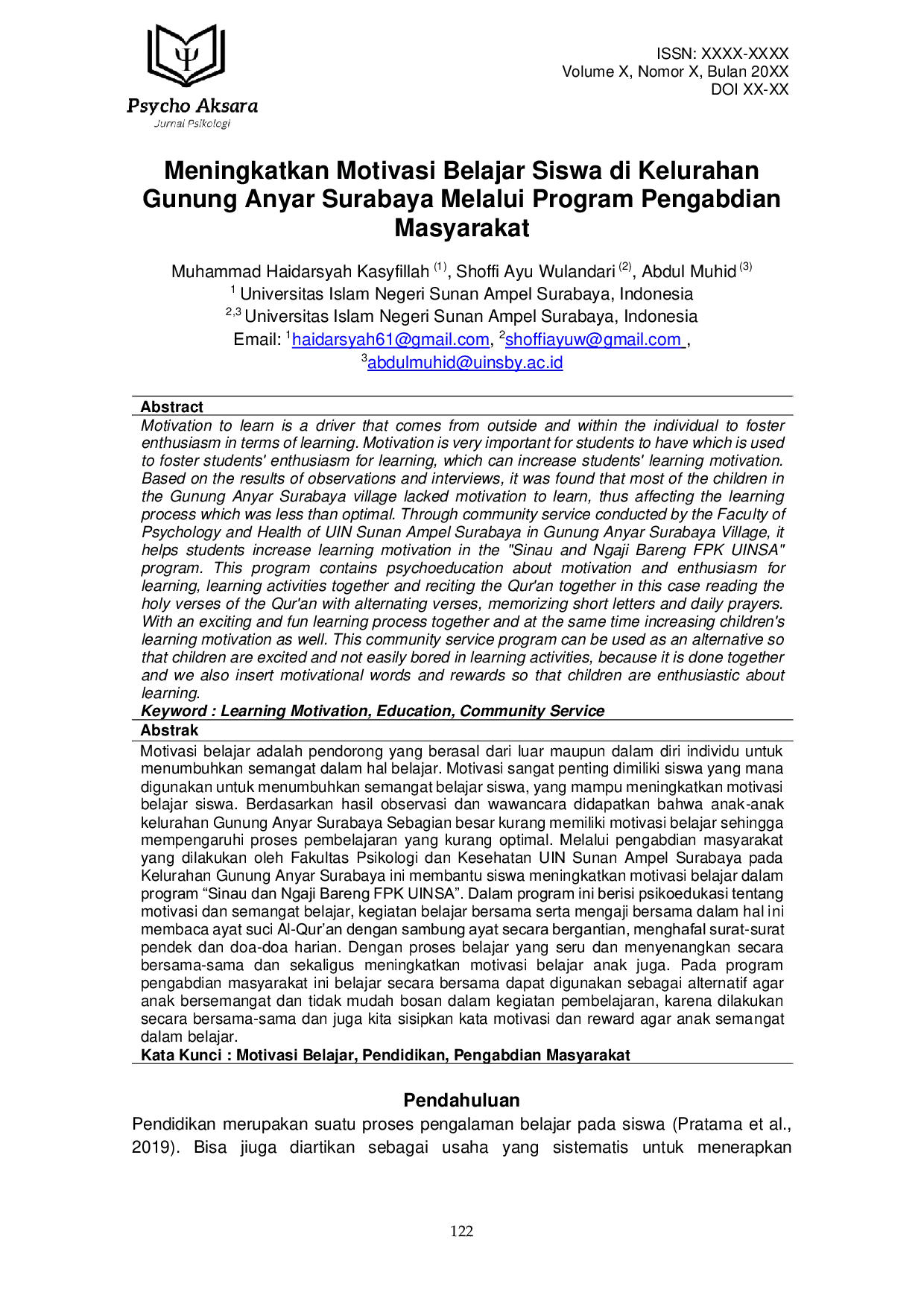 JURIS Meningkatkan Motivasi Belajar Siswa di Kelurahan Gunung Anyar Surabaya Melalui Program Pengabdian Masyarakat