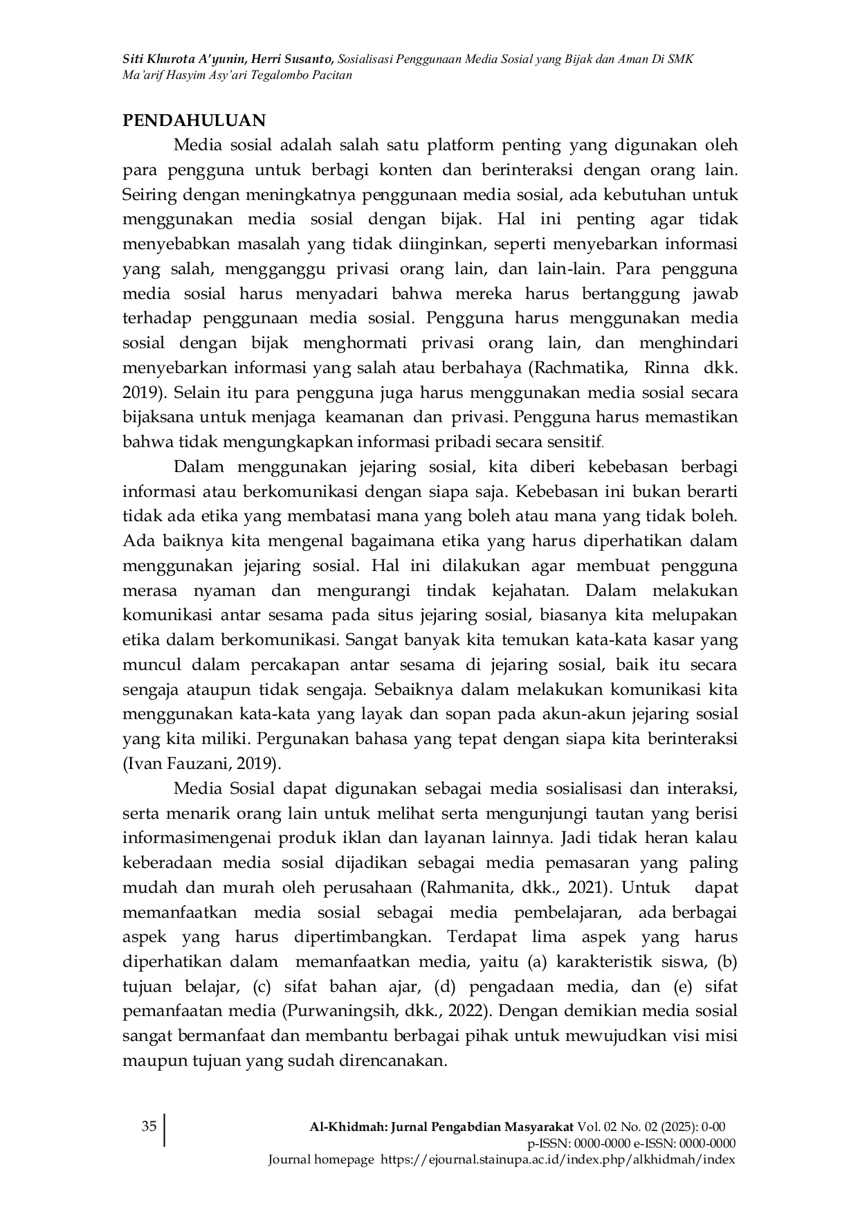 JURIS Sosialisasi Penggunaan Media Sosial yang Bijak dan Aman di SMK Ma arif Hasyim Asy ari Tegalombo Pacitan