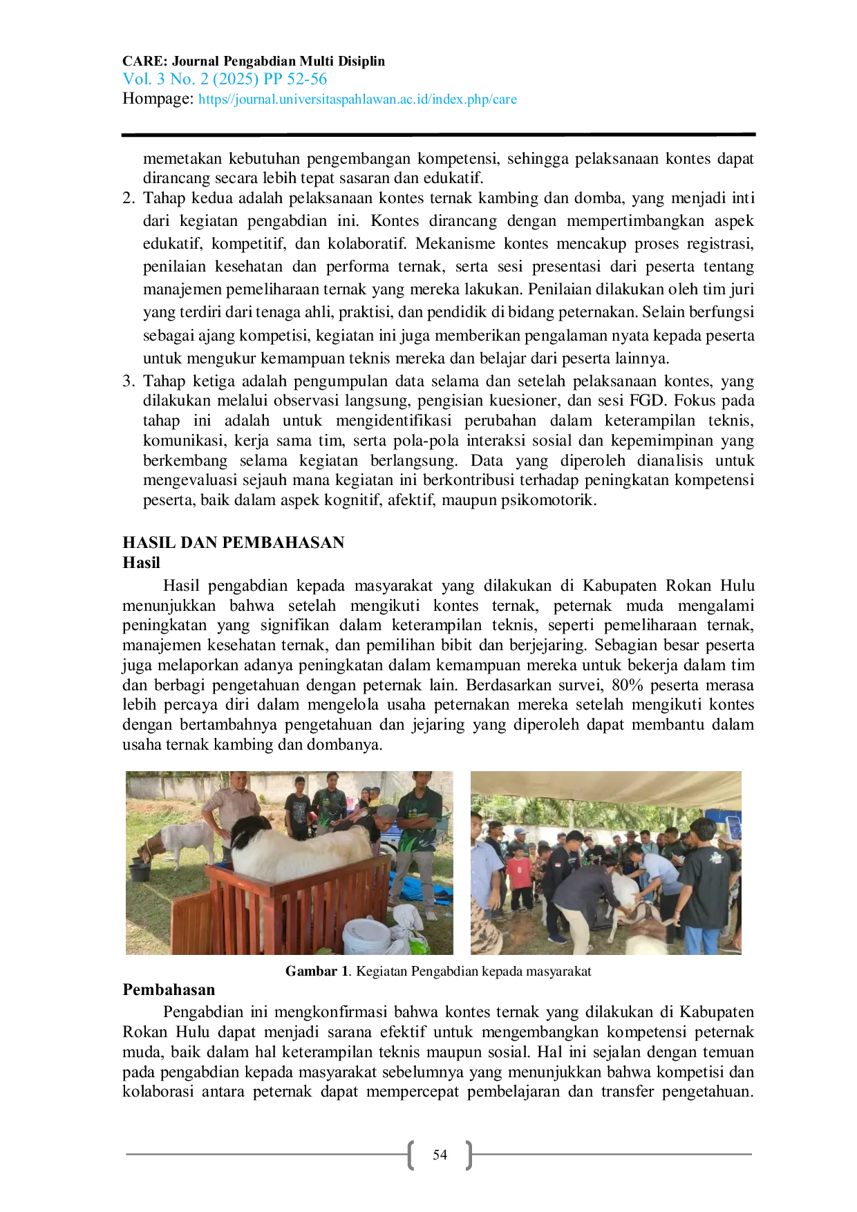 JURIS Pengembangan Kompetensi Peternak Muda Melalui Kolaborasi Kontes Ternak Kambing dan Domba di SMKN 1 Bangun Purba