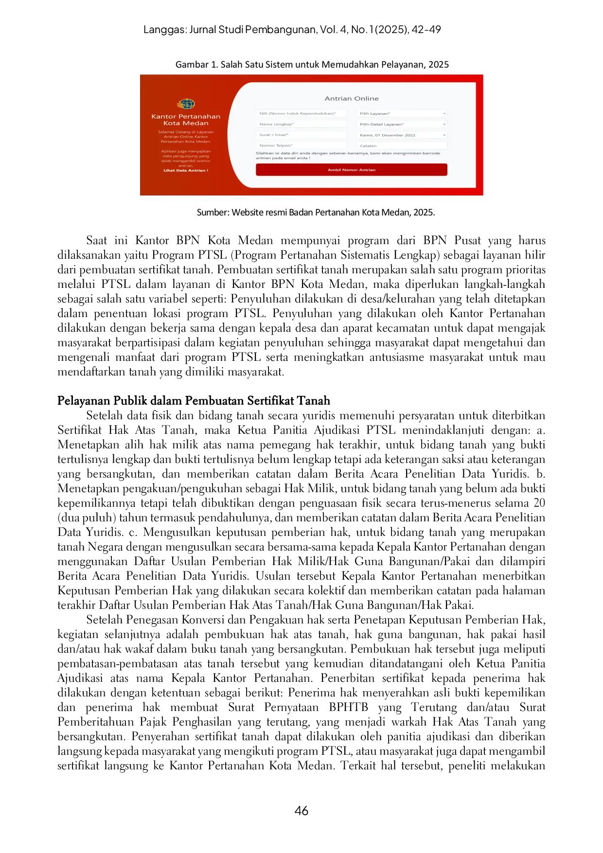 JURIS Pelayanan Publik Pada Badan Pertanahan Nasional Di Kota Medan
