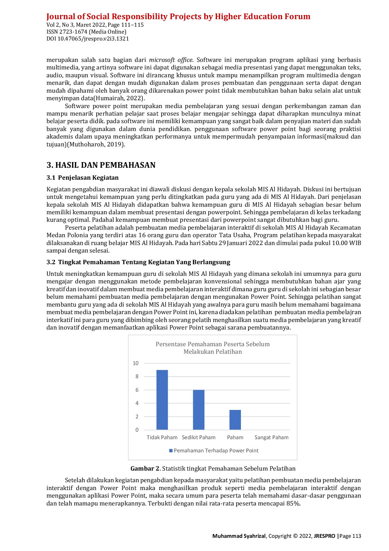 JURIS Pelatihan Pembuatan Media Pembelajaran Interaktif dengan Power Point di MIS Al Hidayah