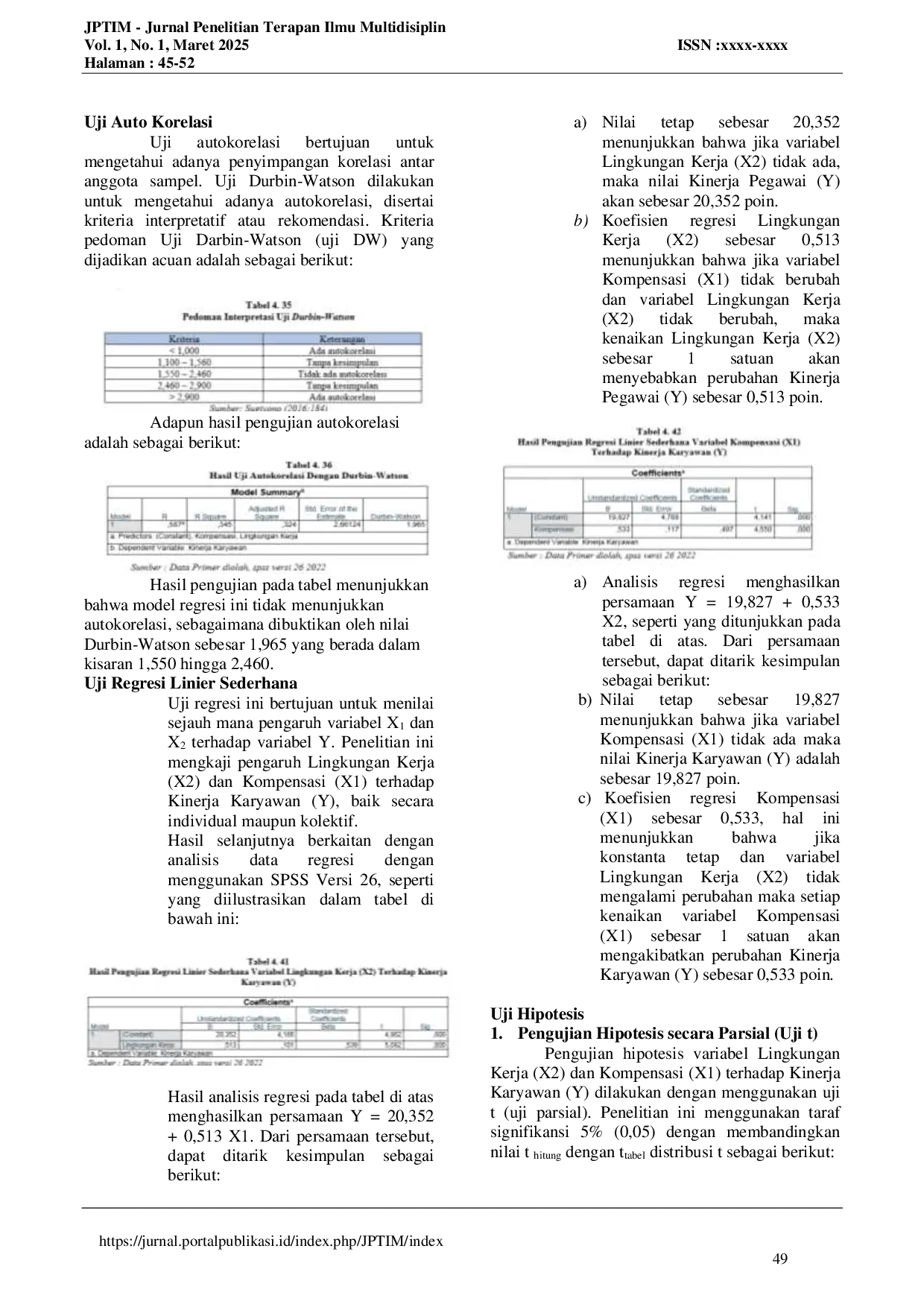 JURIS Pengaruh Kompensasi Dan Lingkungan Kerja Terhadap Kinerja Karyawan Pada Pt Syiar Parana Sparkle Kabupaten Tangerang