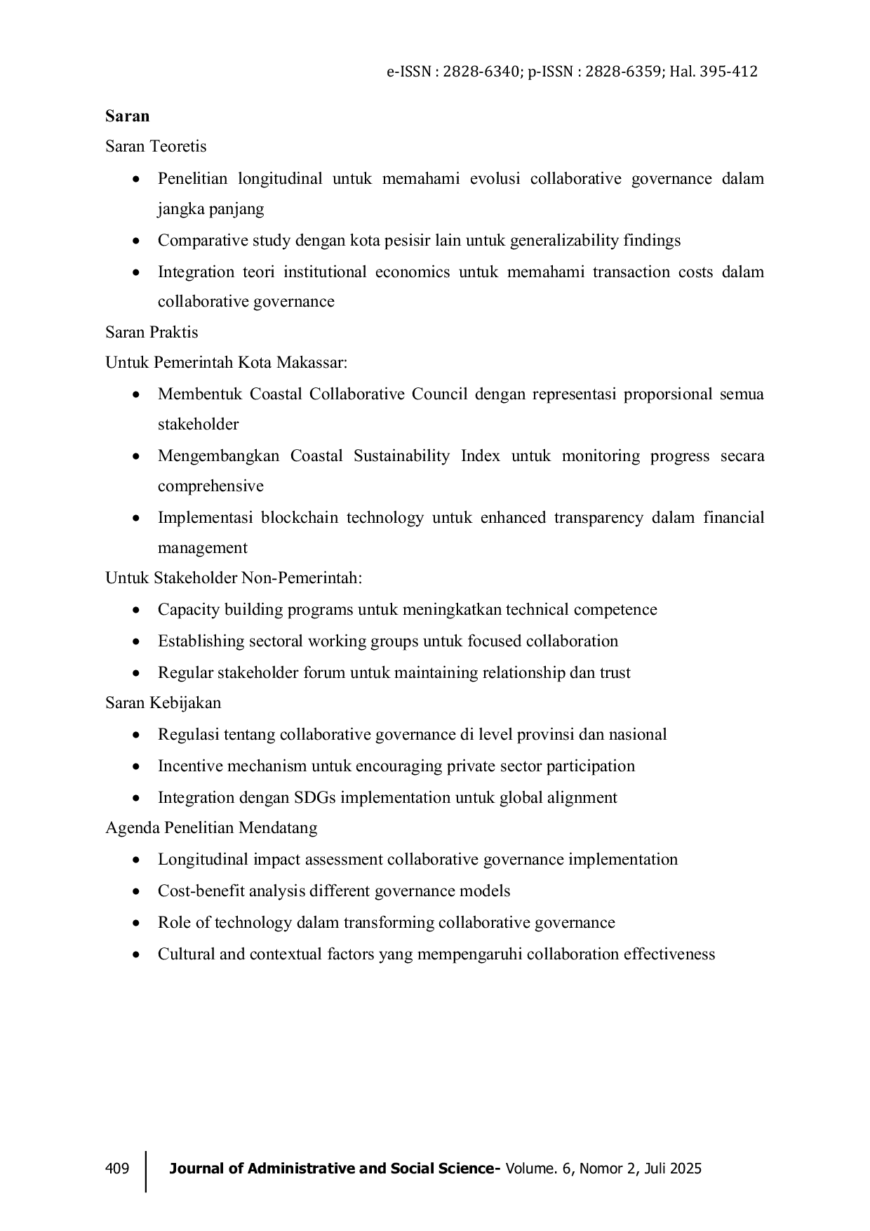 JURIS Pengaruh Tata Kelola Kolaboratif Terhadap Keberhasilan Program Pembangunan Berkelanjutan Di Kawasan Pesisir Makassar