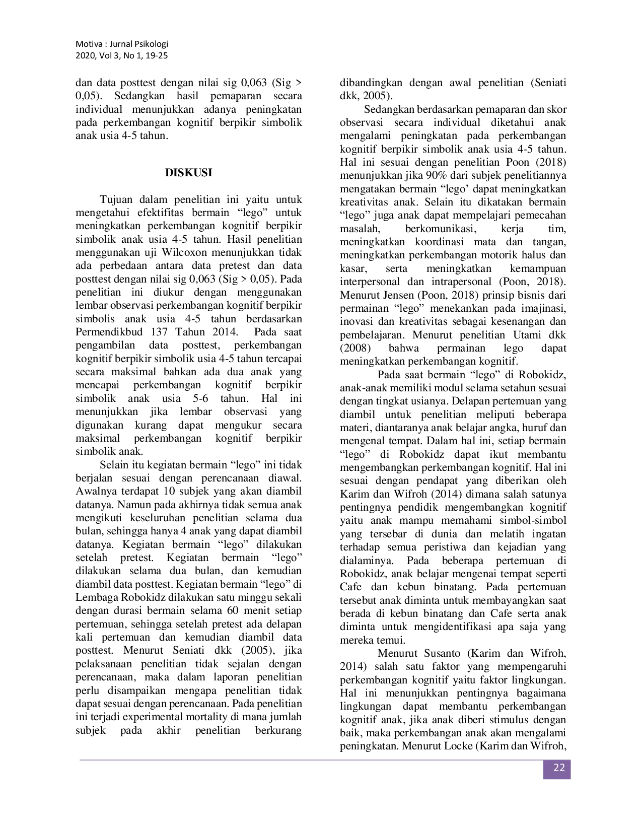 JURIS Efektivitas Bermain Lego Untuk Meningkatkan Perkembangan Kognitif Berpikir Simbolik Anak Usia 4 5 Tahun