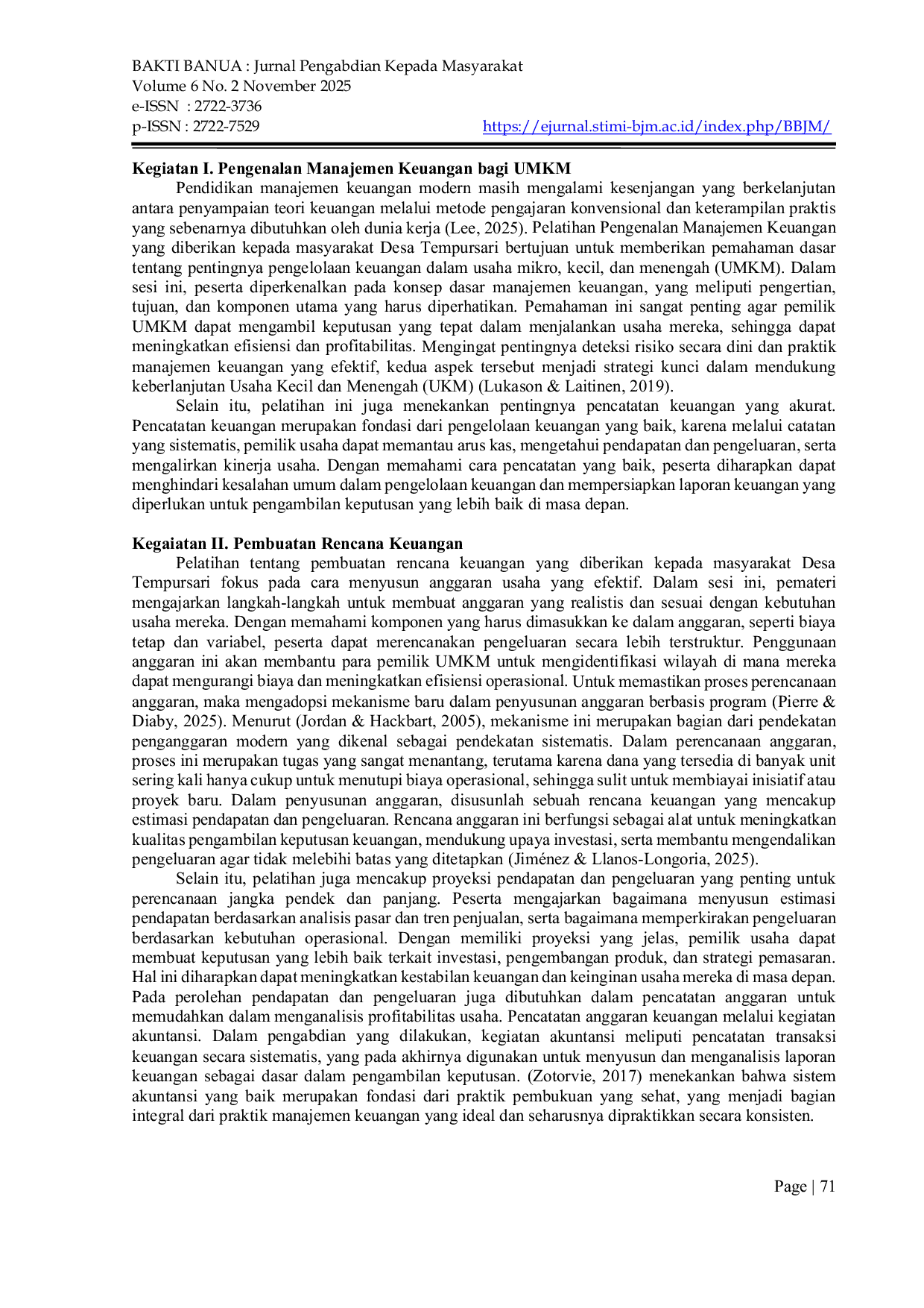 JURIS Manajemen Keuangan Usaha Mikro Kecil Dan Menengah Pembangunan Pedesaan Melalui Peran Badan Usaha Milik Desa