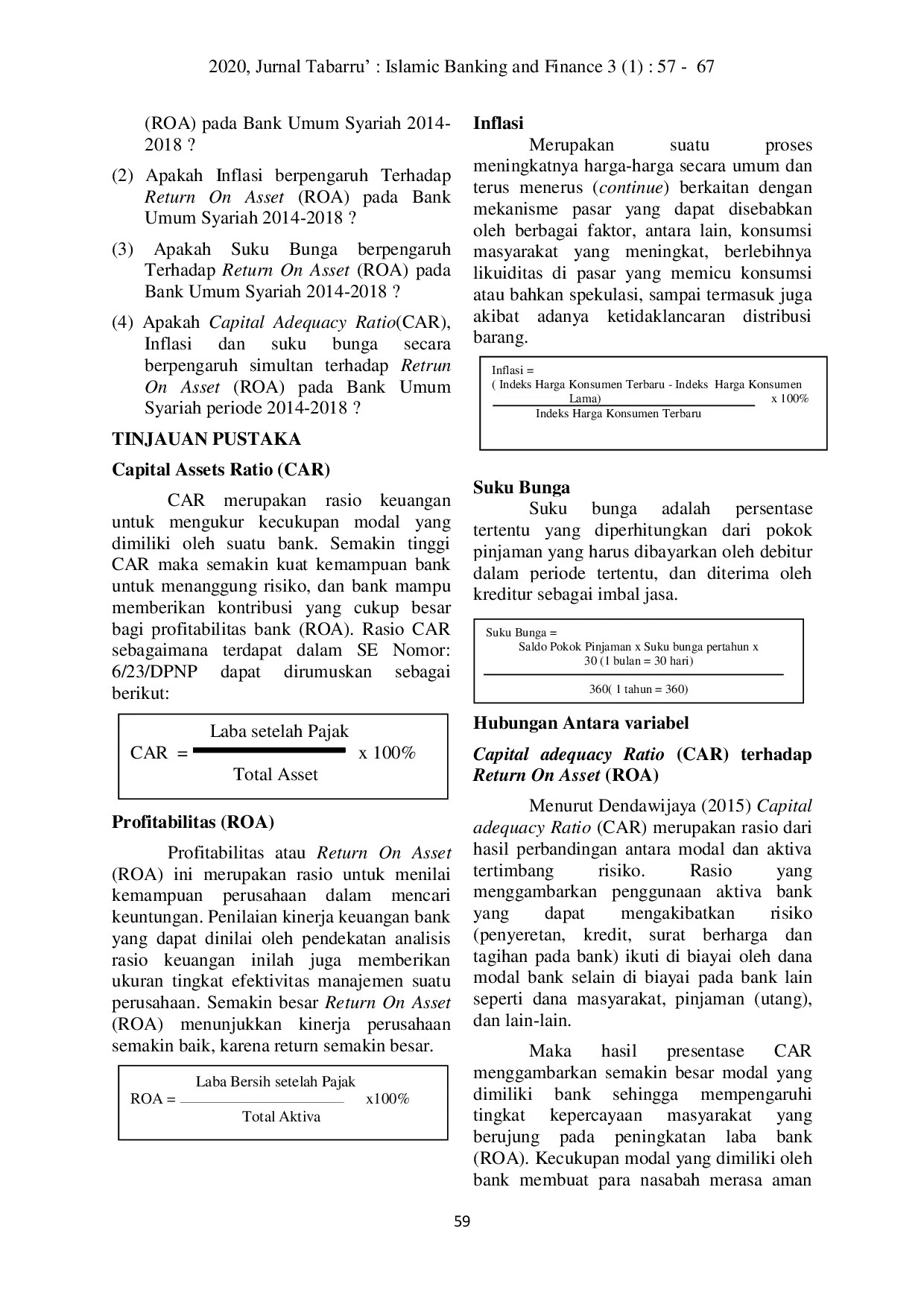 JURIS Pengaruh Faktor Eksternal Dan Internal Terhadap Profitabilitas ROA Pada Bank Umum Syariah Di Indonesia Periode 2014 2018