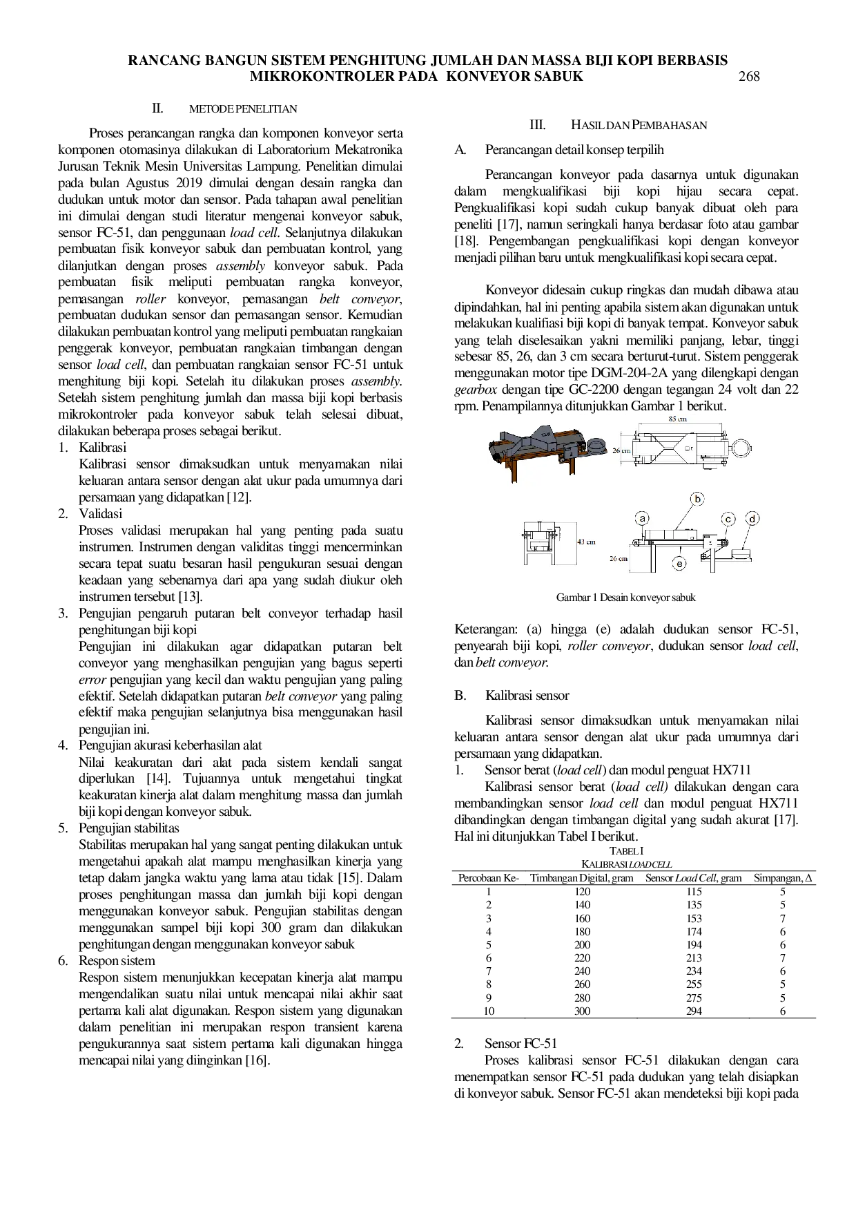 JURIS Rancang Bangun Sistem Penghitung Jumlah dan Massa Biji Kopi Berbasis Mikrokontroler pada Konveyor Sabuk