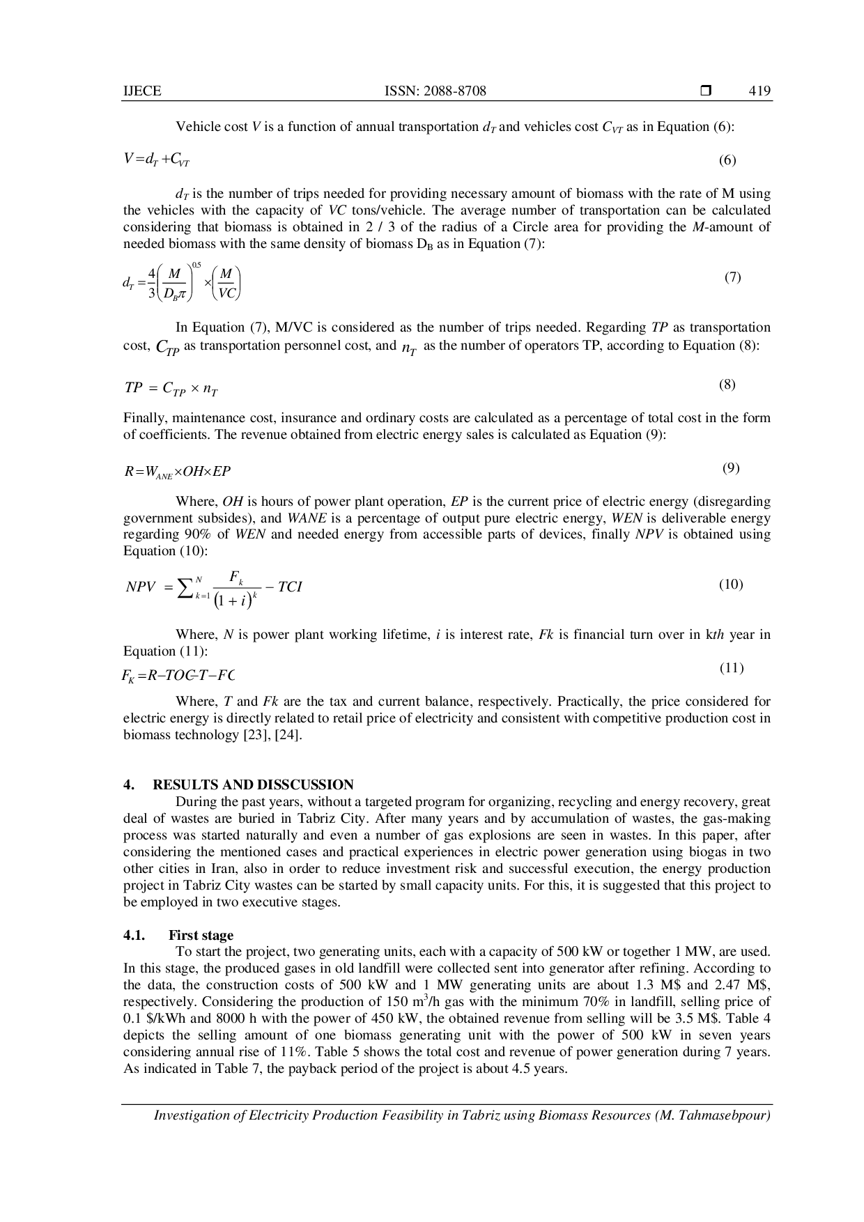 JURIS Investigation of electricity production feasibility in Tabriz using biomass resources