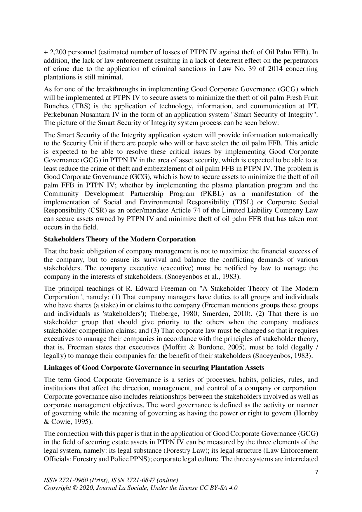 juris Implementation of Good Corporate Governance GCG in the Field of Securing Plantation Assets