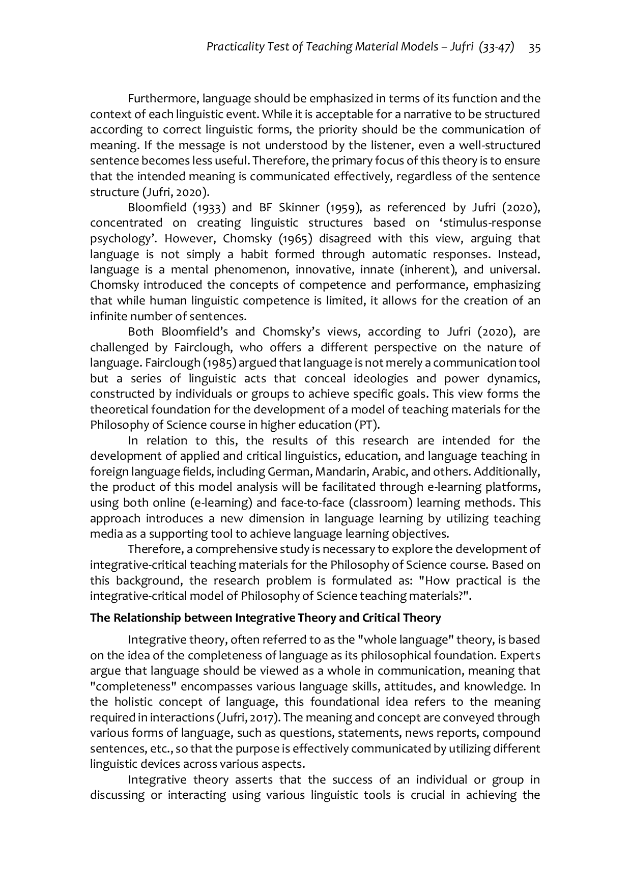 JURIS Practicality Test of Teaching Material Models for the Philosophy of Science Course in Higher Education An Integrative Critical Study