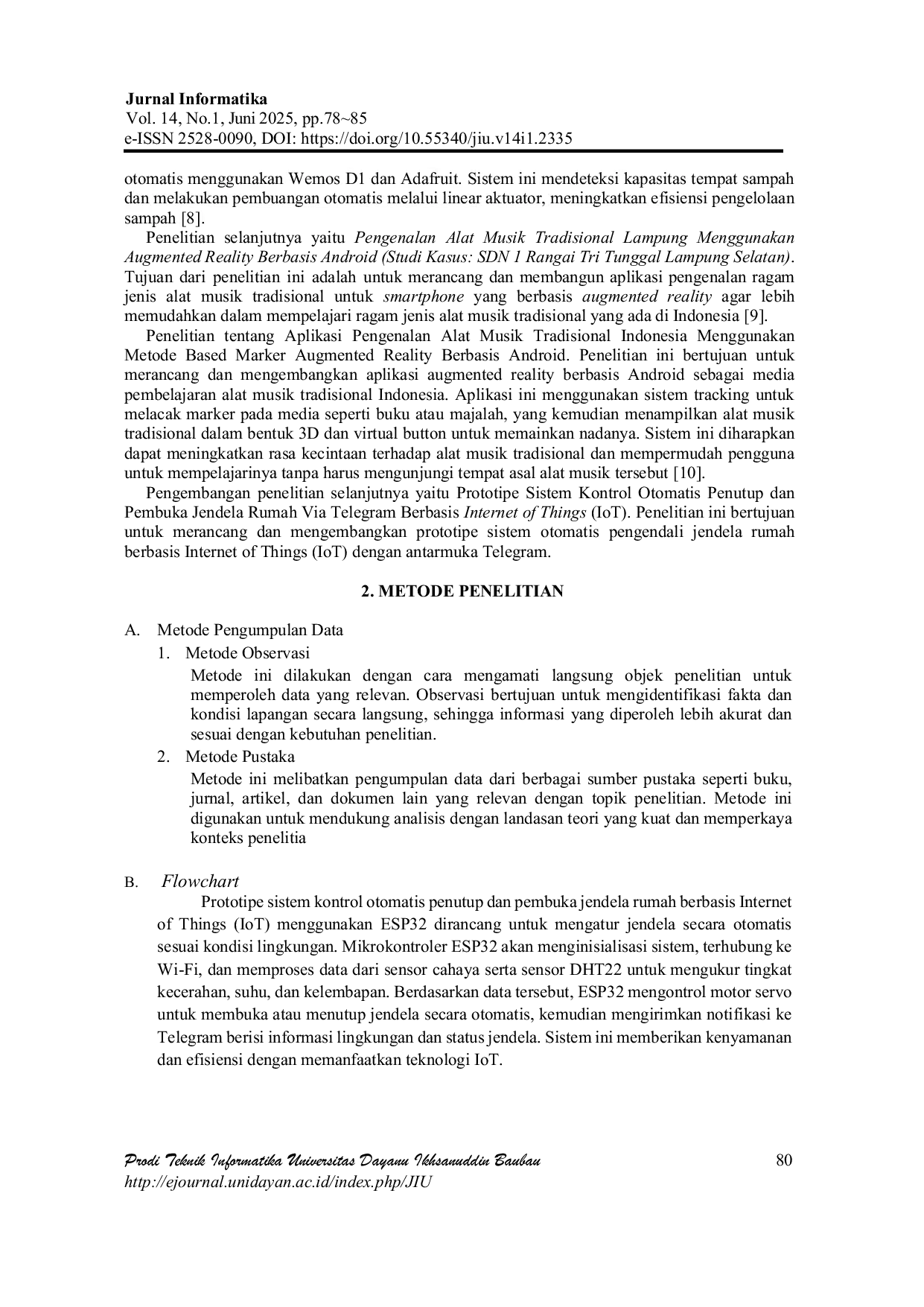 JURIS Prototipe Sistem Otomatis Pengendali Jendela Rumah Berbasis IoT dengan Antarmuka Telegram