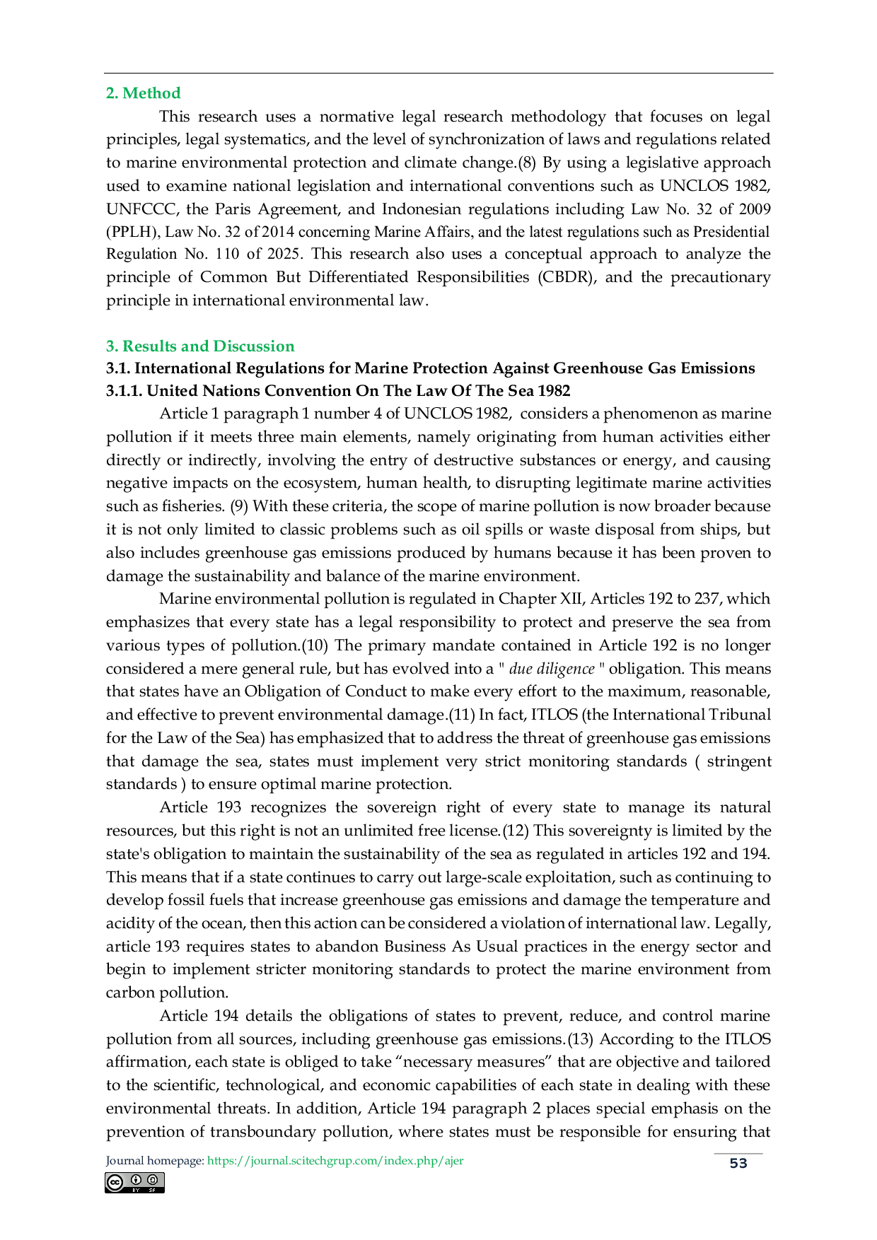 JURIS Legal Analysis of Marine Environmental Protection from Greenhouse Gas Emissions