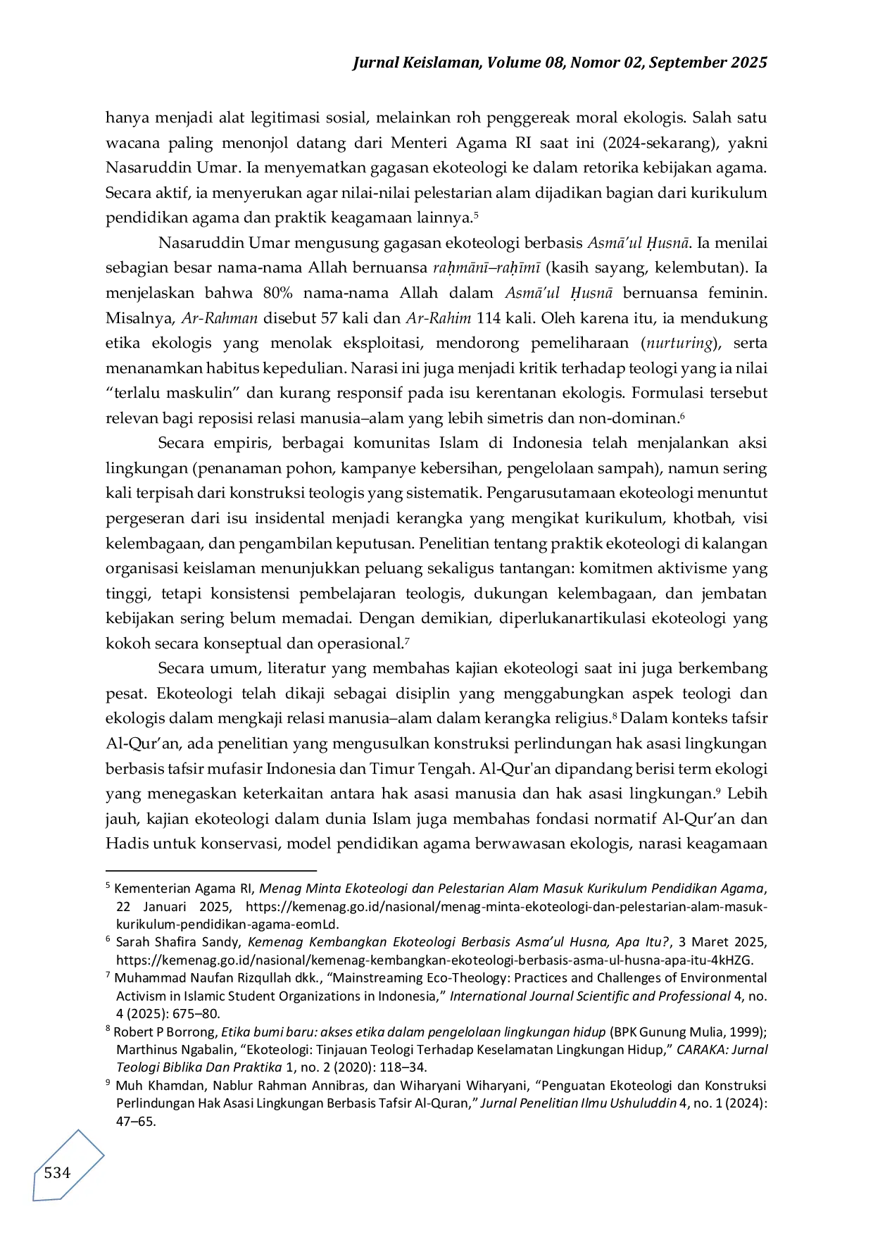 JURIS Mengkaji Konsep Ekoteologi Menurut Nasaruddin Umar