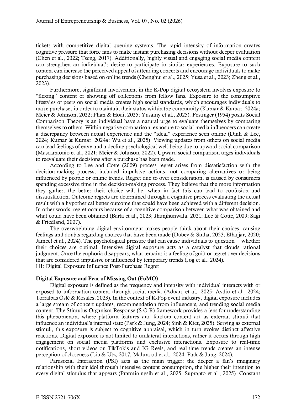 JURIS Digital Exposure and Regret The Mediating Role of FoMO In Post Event Consumer Behavior