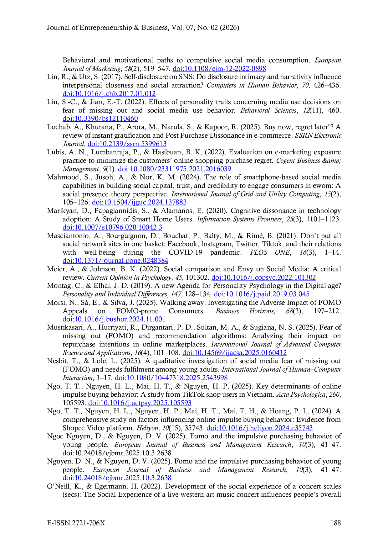 JURIS Digital Exposure and Regret The Mediating Role of FoMO In Post Event Consumer Behavior