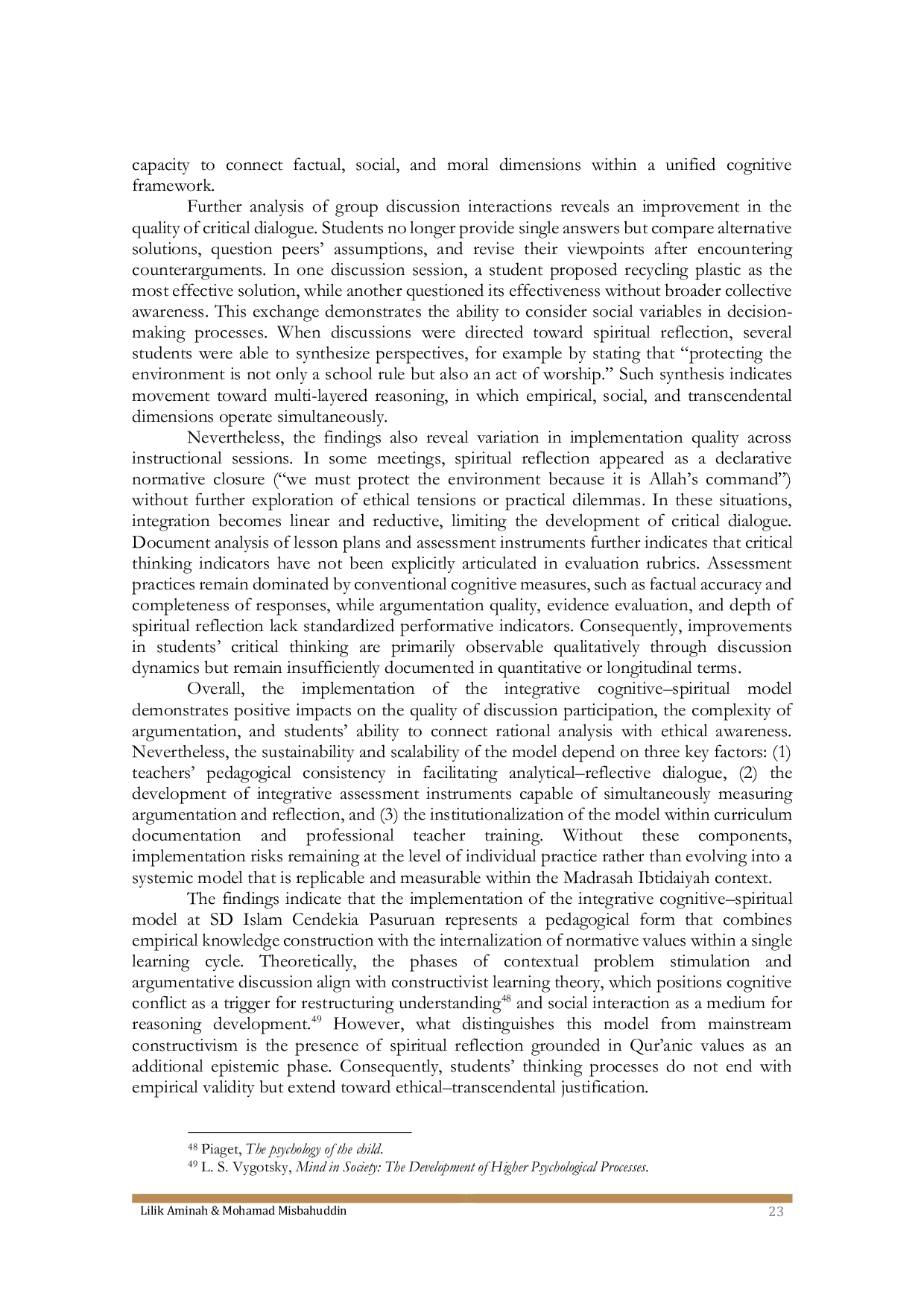 JURIS Reconceptualizing Critical Thinking Development In Islamic Early Childhood Education An Integrative Cognitive Spiritual Framework