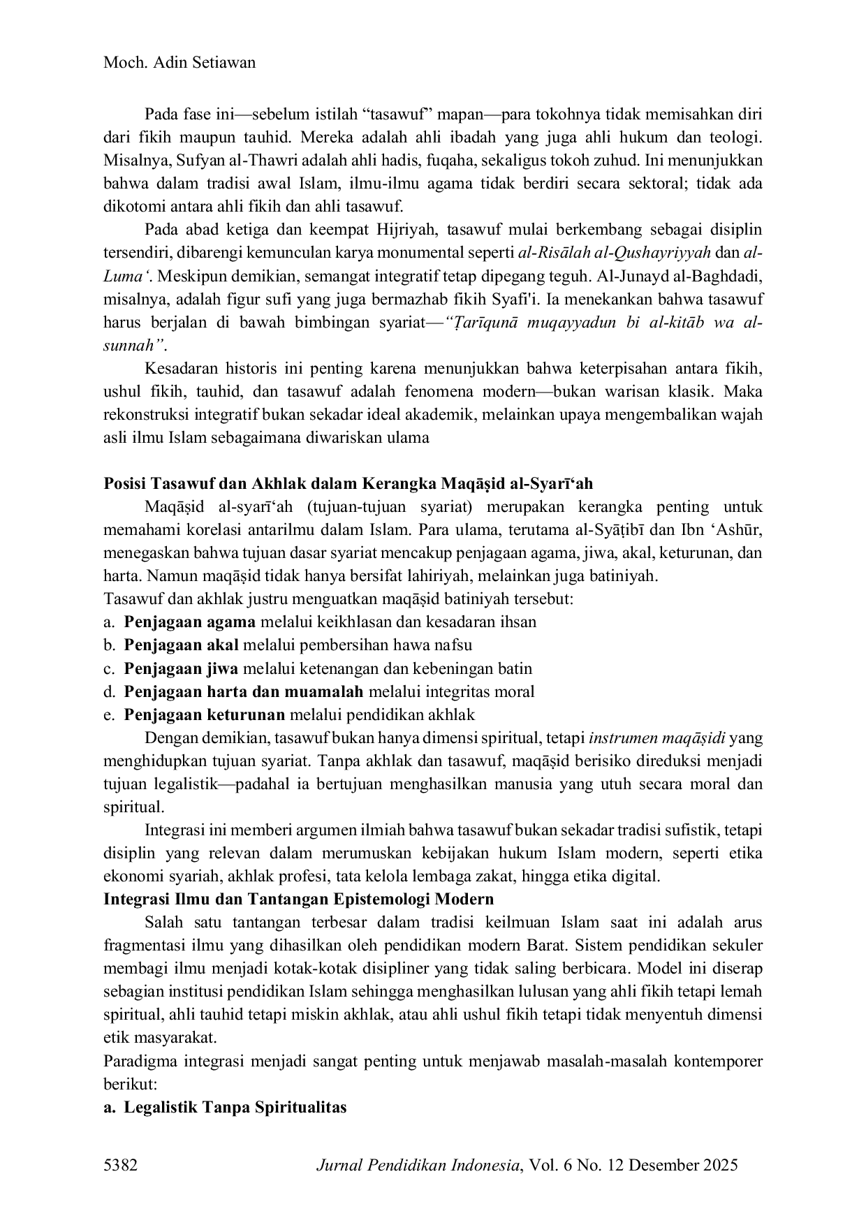 JURIS Integrasi Ilmu Akhlak dan Tasawuf dalam Sistem Keilmuan Islam Relasi Epistemologis dengan Ilmu Tauhid Fikih Ushul Fikih dan Qawa Id Fiqhiyyah Sebuah Telaah Kritis