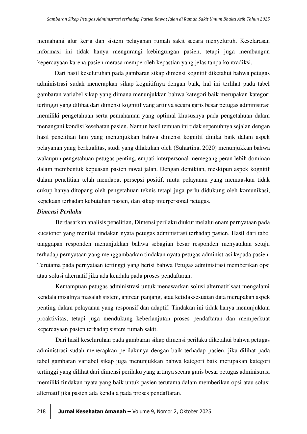 JURIS Gambaran Sikap Petugas Administrasi terhadap Pasien Rawat Jalan di Rumah Sakit Umum Bhakti Asih Tahun 2025