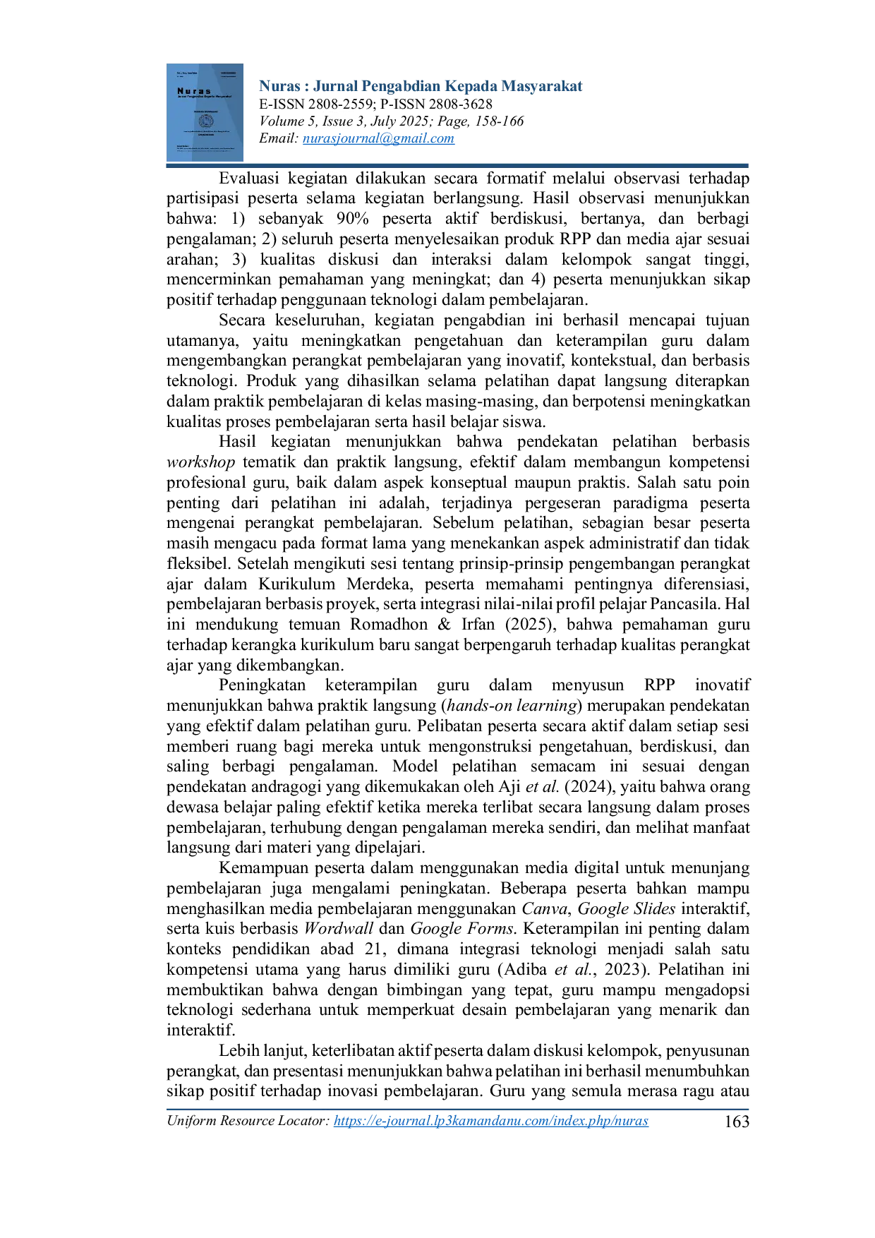 JURIS Pelatihan Penyusunan Perangkat Pembelajaran Inovatif Bagi Guru