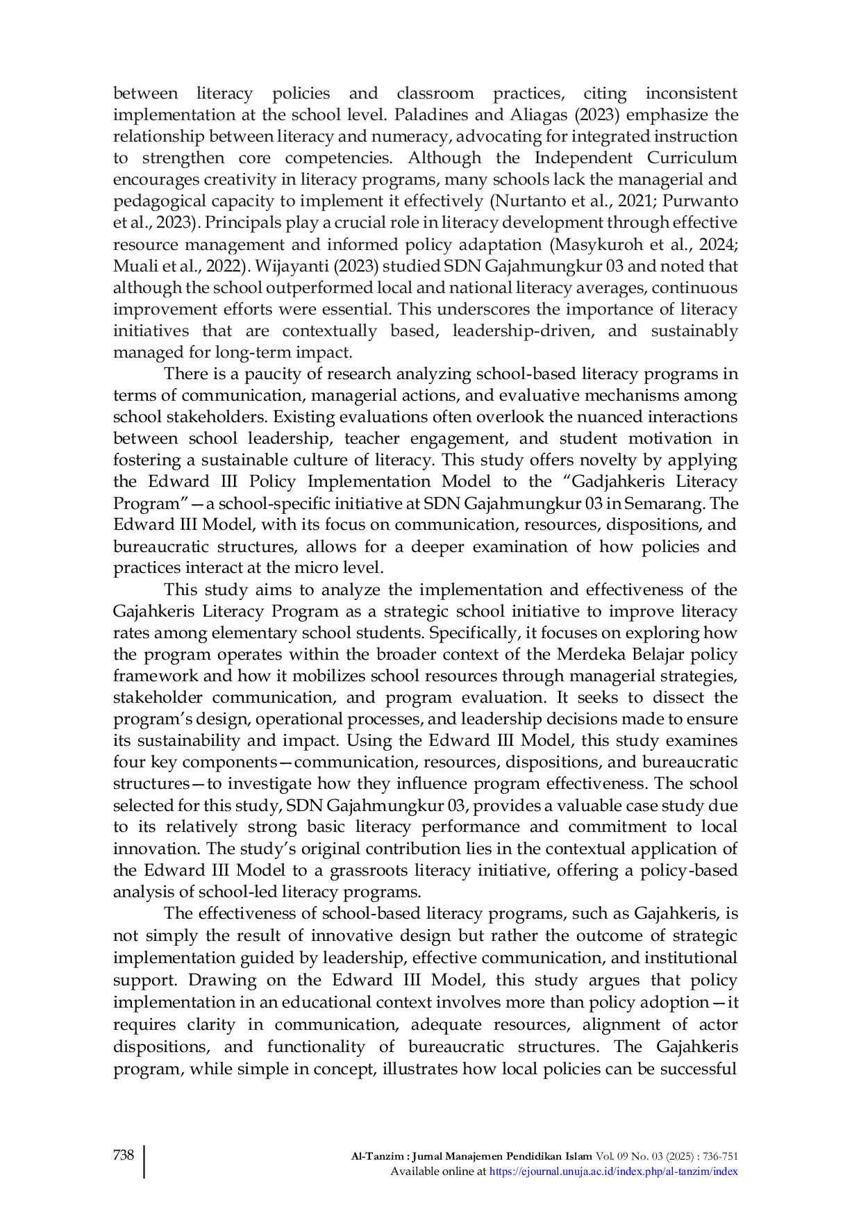 JURIS School Resource Management for Literacy Success A Managerial Perspective on the Gajahkeris Program