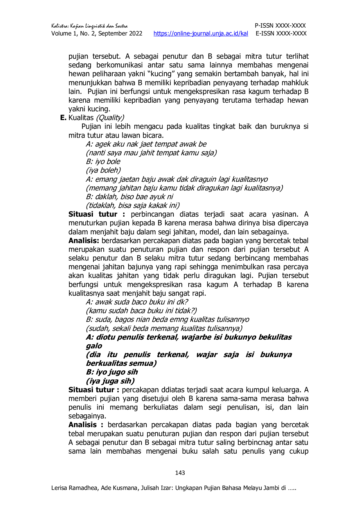 JURIS Ungkapan Pujian Bahasa Melayu Jambi di Masyarakat Melayu Kota Jambi