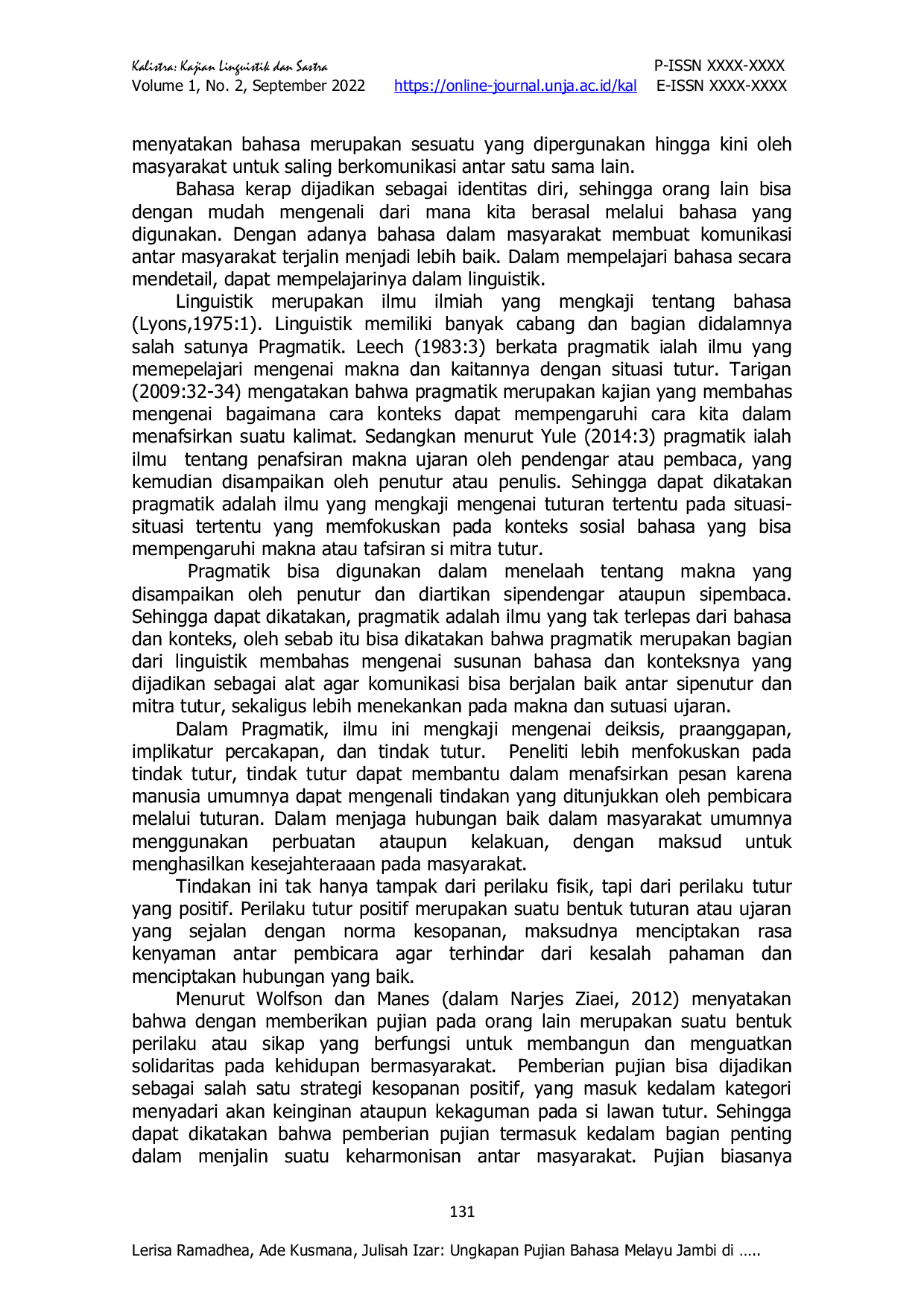 JURIS Ungkapan Pujian Bahasa Melayu Jambi di Masyarakat Melayu Kota Jambi