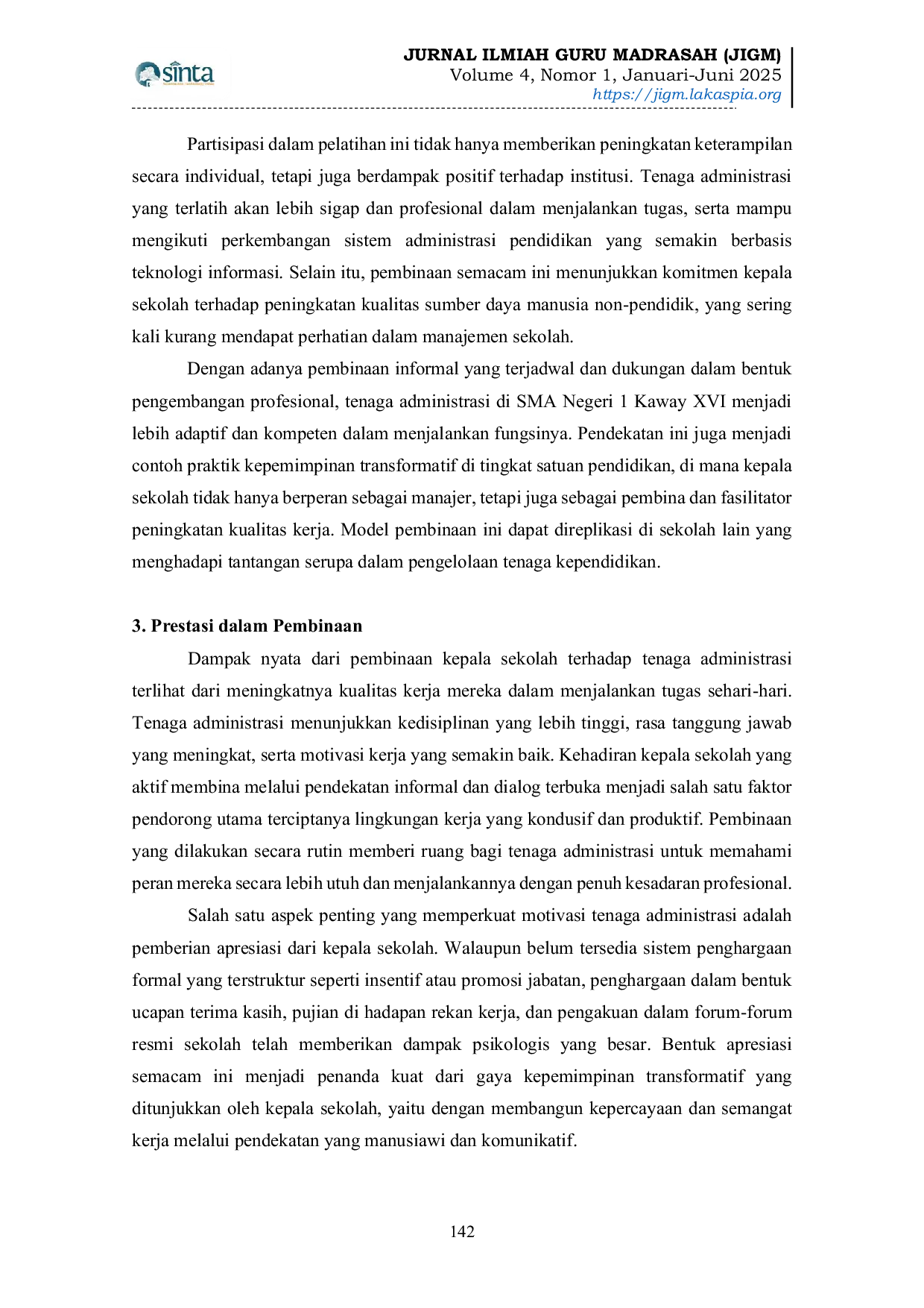 JURIS Model Supervisi Kepala Sekolah dalam Pembinaan Karier Tenaga Kependidikan di SMAN 1 Kaway XVI Aceh Barat