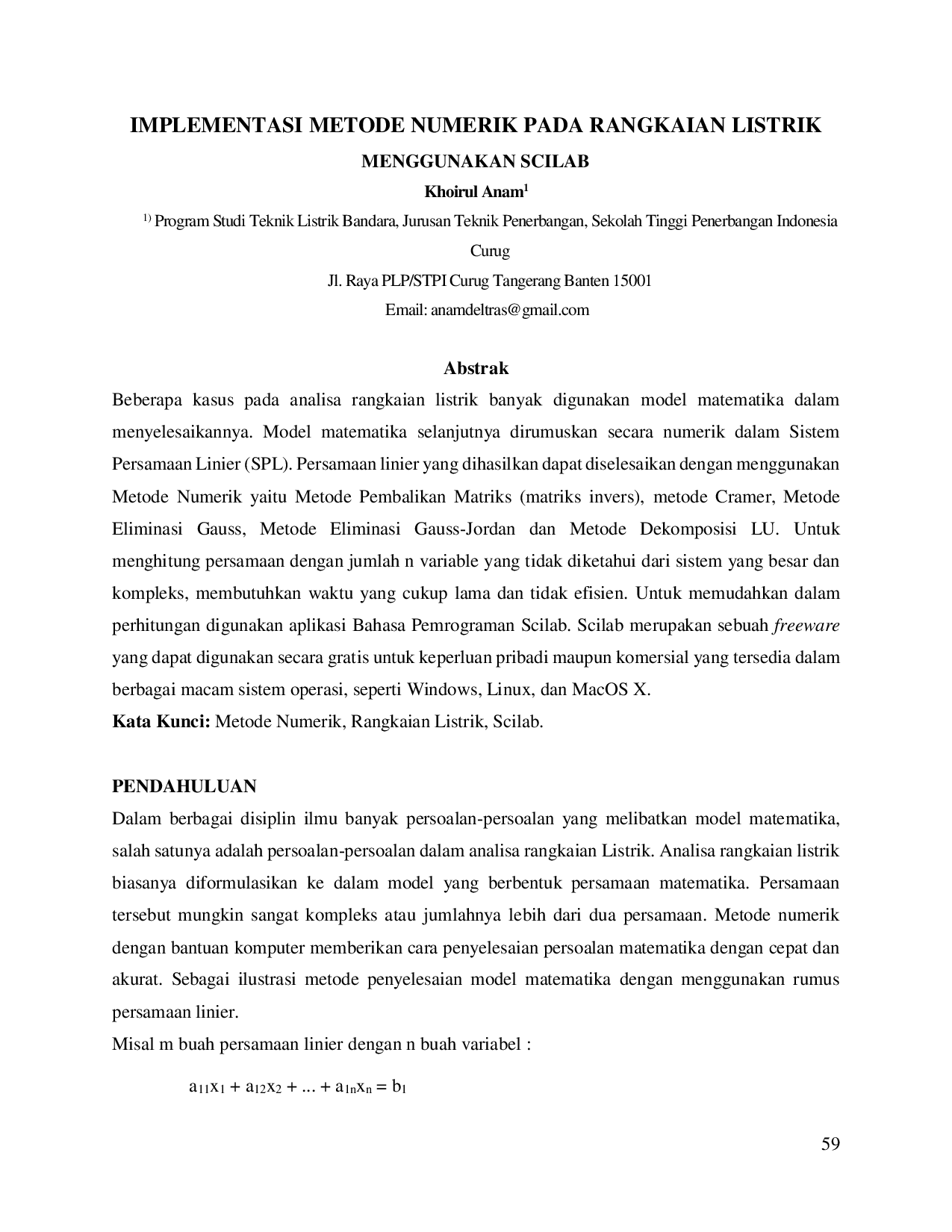 JURIS Implementasi Metode Numerik Pada Rangkaian Listrik Menggunakan Scilab