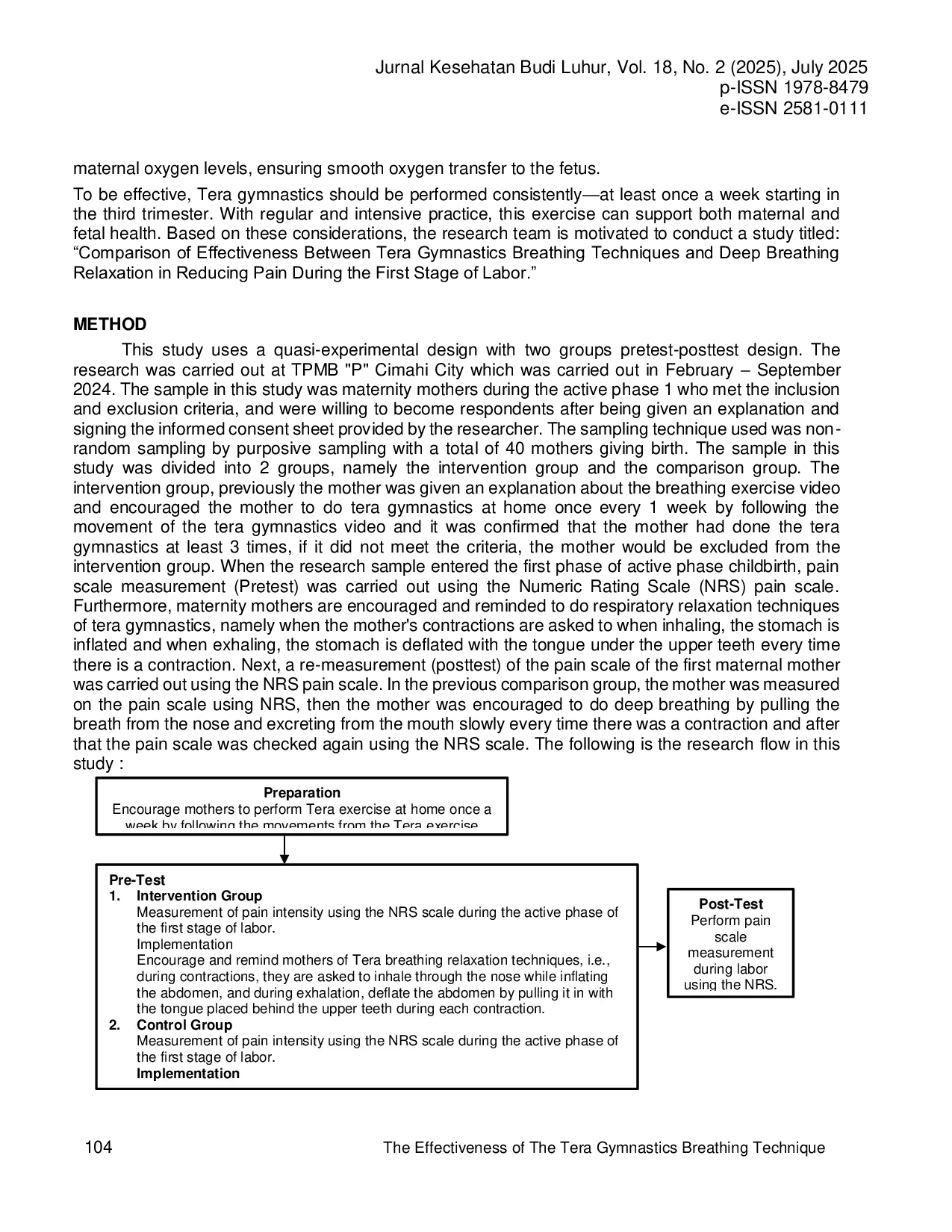 JURIS A Comparison of The Effectiveness of The Tera Gymnastics Breathing Technique with Deep Breathing Techniques on Reducing Labor Pain
